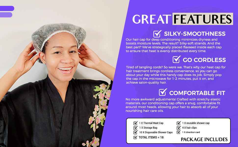 S-Secrets Flaxseed Deep Conditioning Heat Cap – Cordless Microwave-Ready