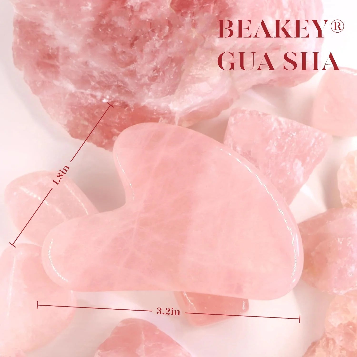Jade Roller & Gua Sha Set – Natural Rose Quartz Facial Massage Tools, Pink