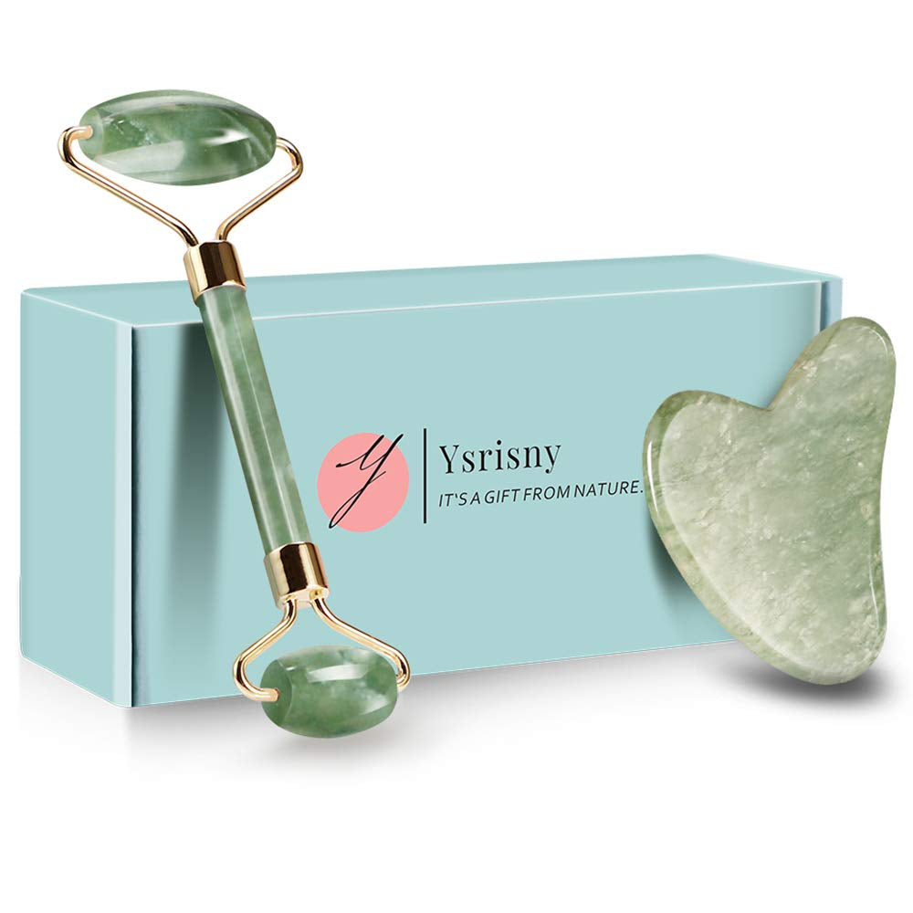 Gua Sha & Jade Roller Set – 100% Natural Jade Stone Anti-Aging Facial Massage Tools
