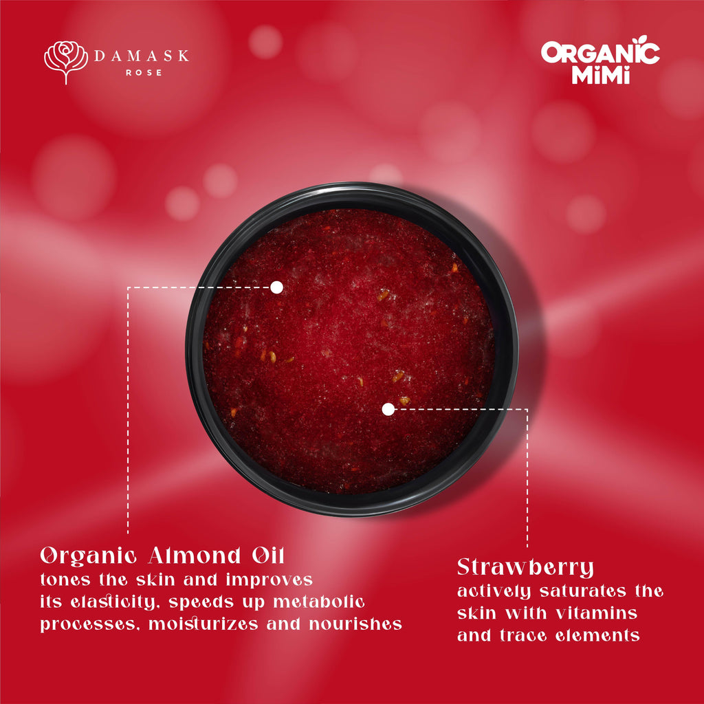 Organic Mimi Body Scrub Jam – Almond & Strawberry, 250g