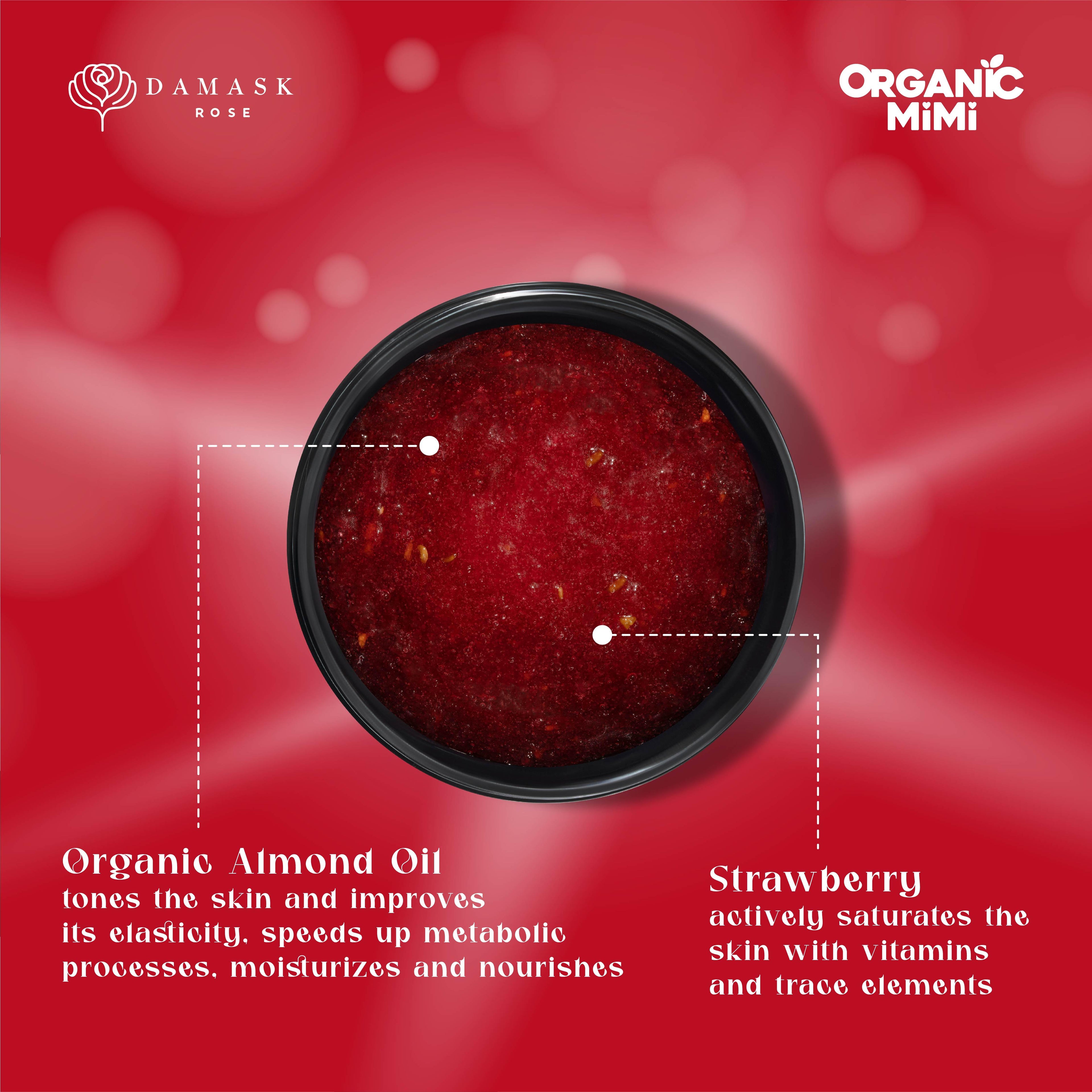 Organic Mimi Body Scrub Jam – Almond & Strawberry, 250g