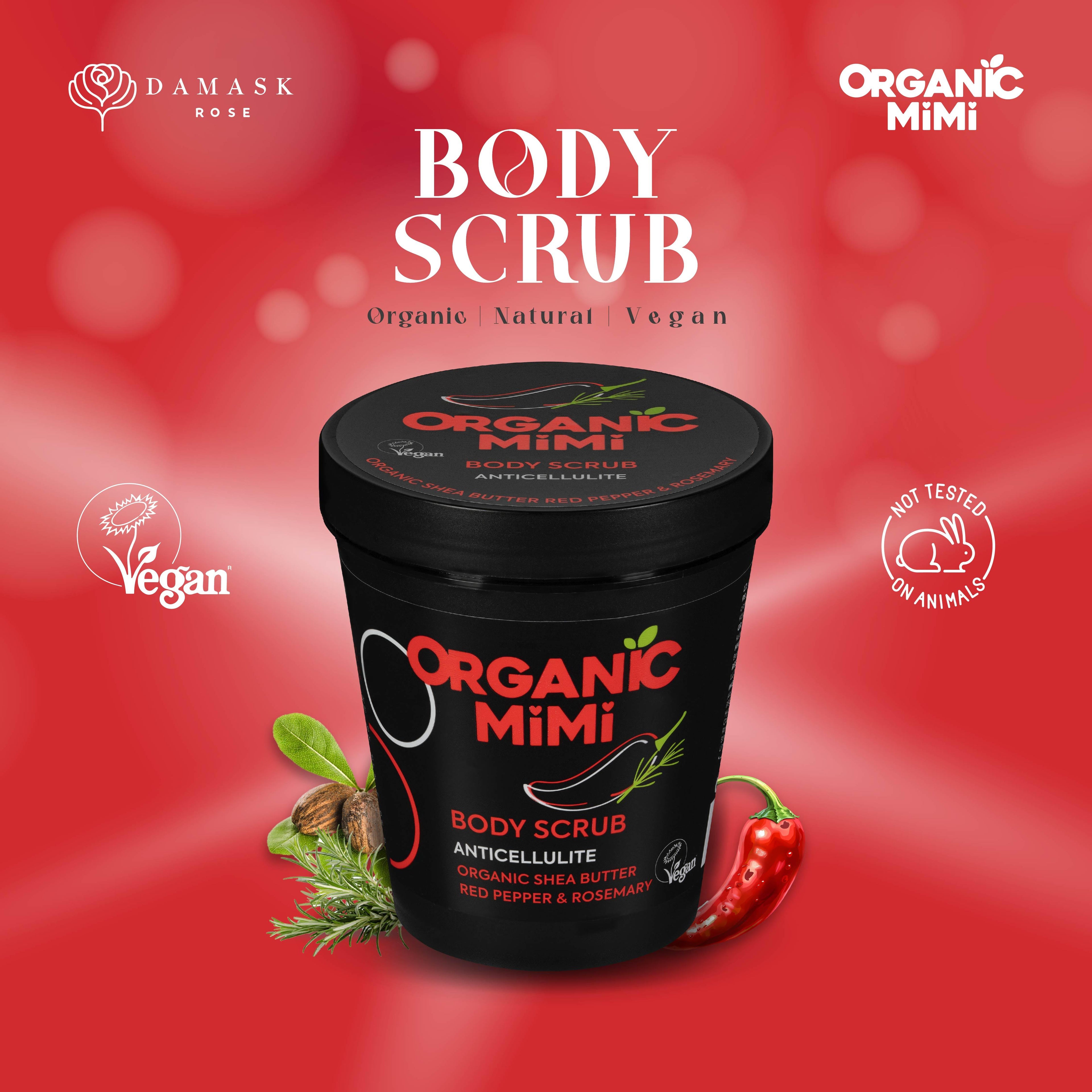 Organic Mimi Anticellulite Body Scrub – Red Pepper & Rosemary, 250g