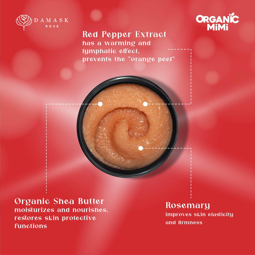 Organic Mimi Anticellulite Body Scrub – Red Pepper & Rosemary, 250g