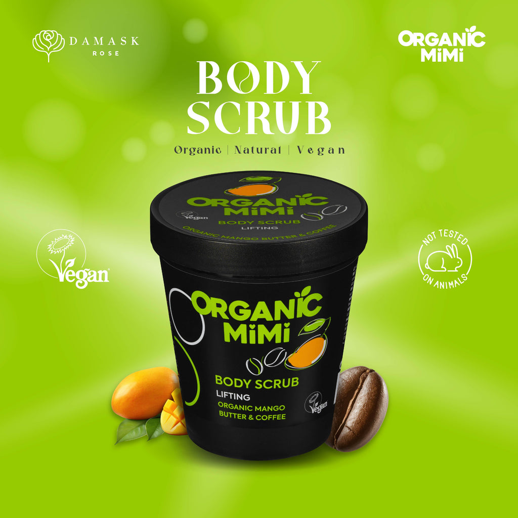 Organic Mimi Lifting Body Scrub – Mango & Coffee, 250g