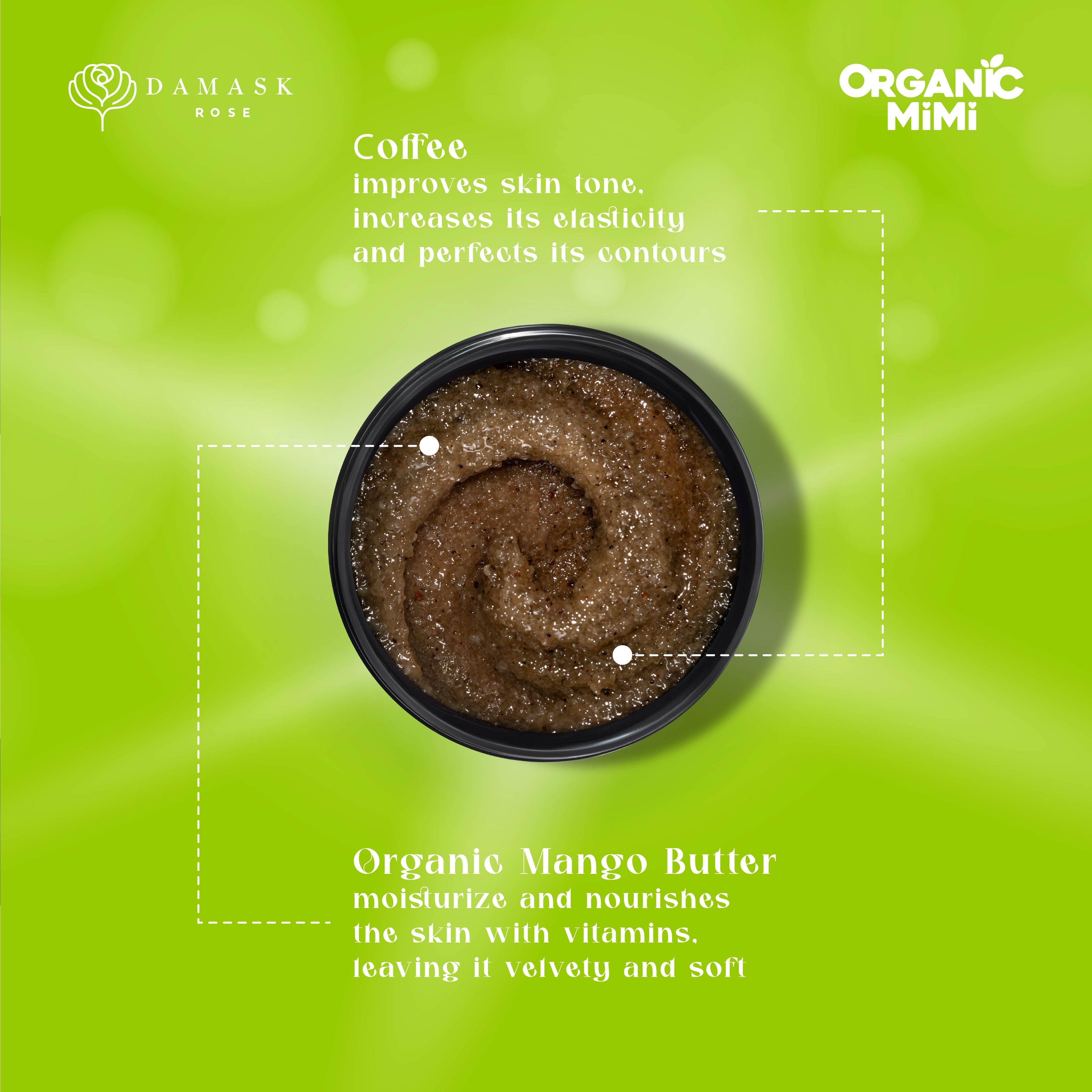 Organic Mimi Lifting Body Scrub – Mango & Coffee, 250g