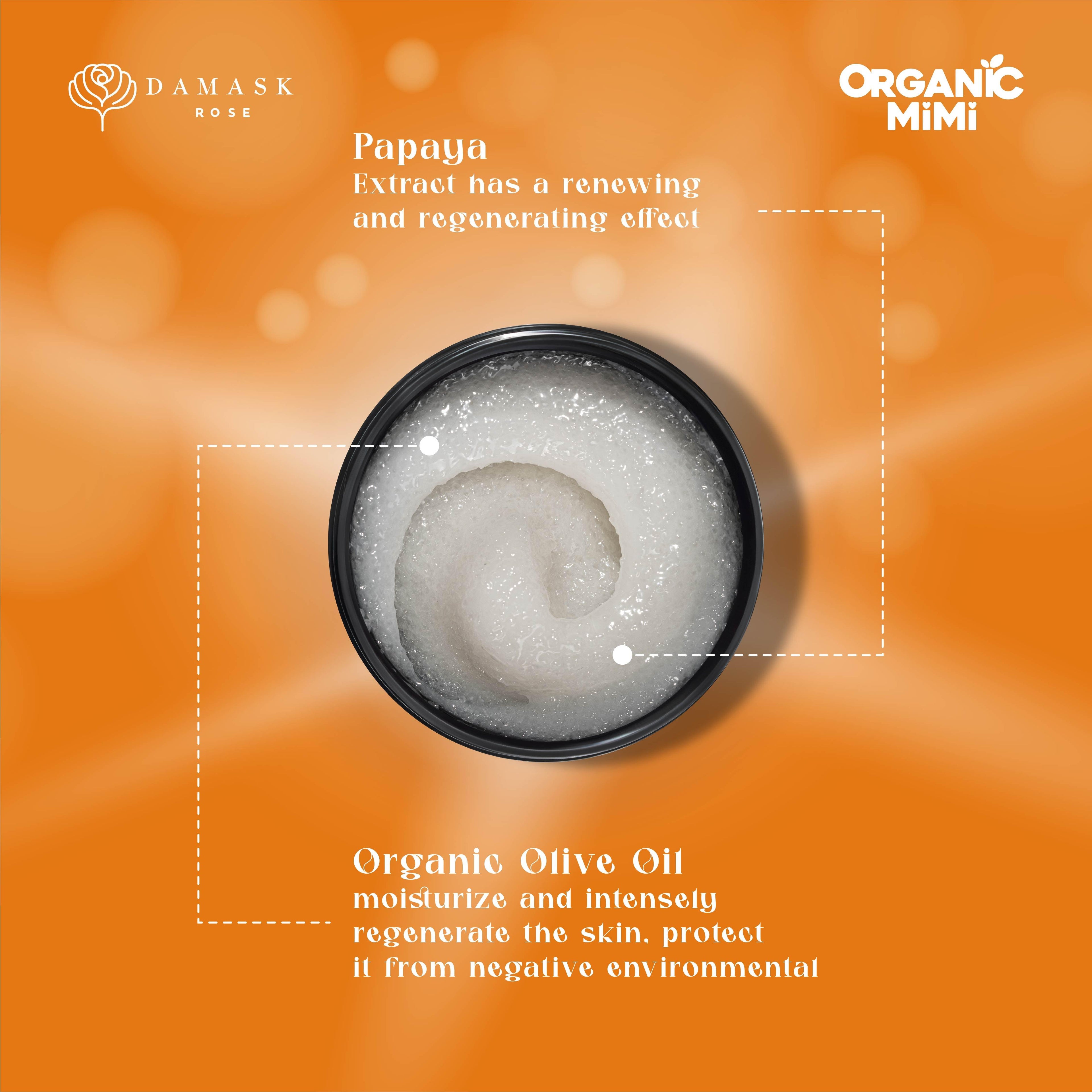 Organic Mimi Renewing Body Scrub – Olive & Papaya, 250g