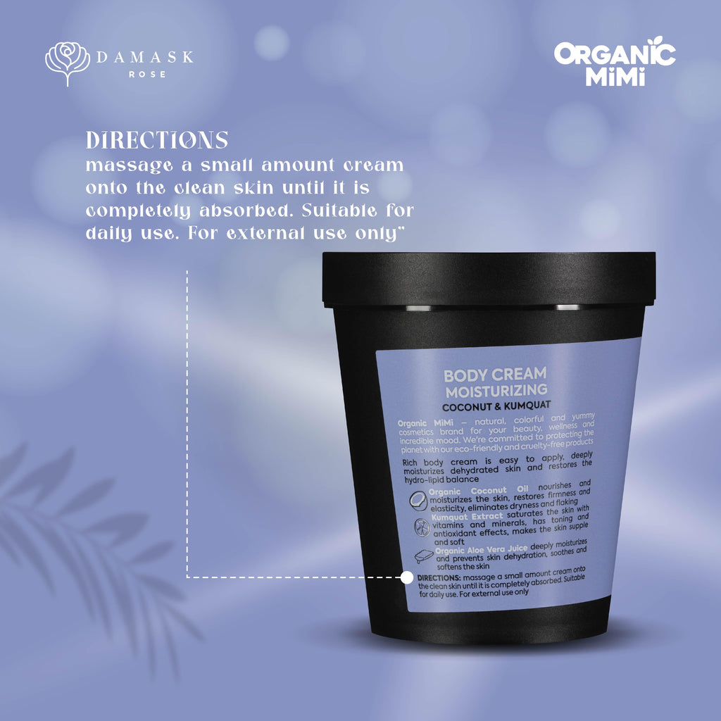Organic Mimi Moisturizing Body Cream – Coconut & Kumquat, 200ml