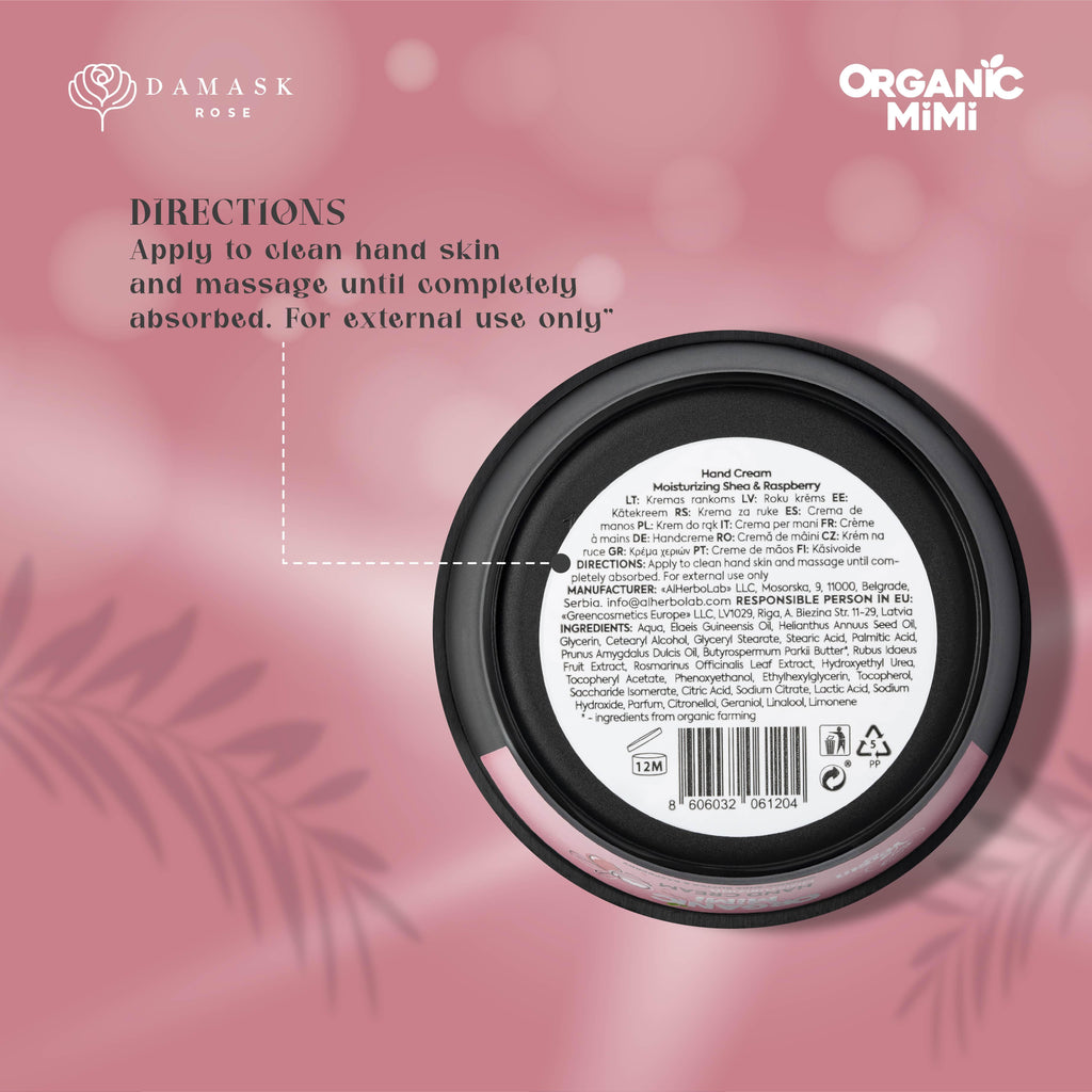 Organic Mimi Moisturizing Hand Cream – Shea & Raspberry, 50ml