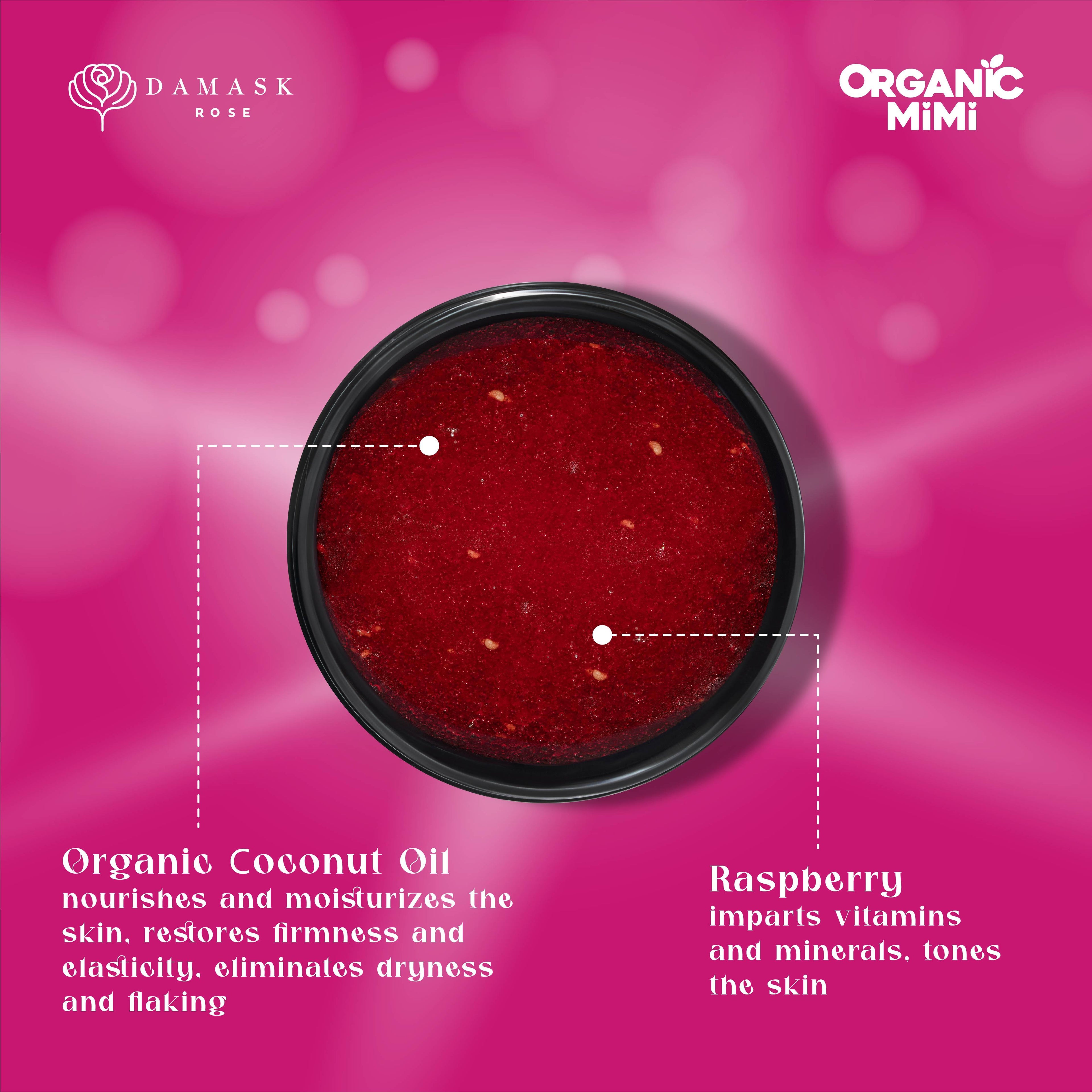 Organic Mimi Body Scrub Jam – Coconut & Raspberry, 250g