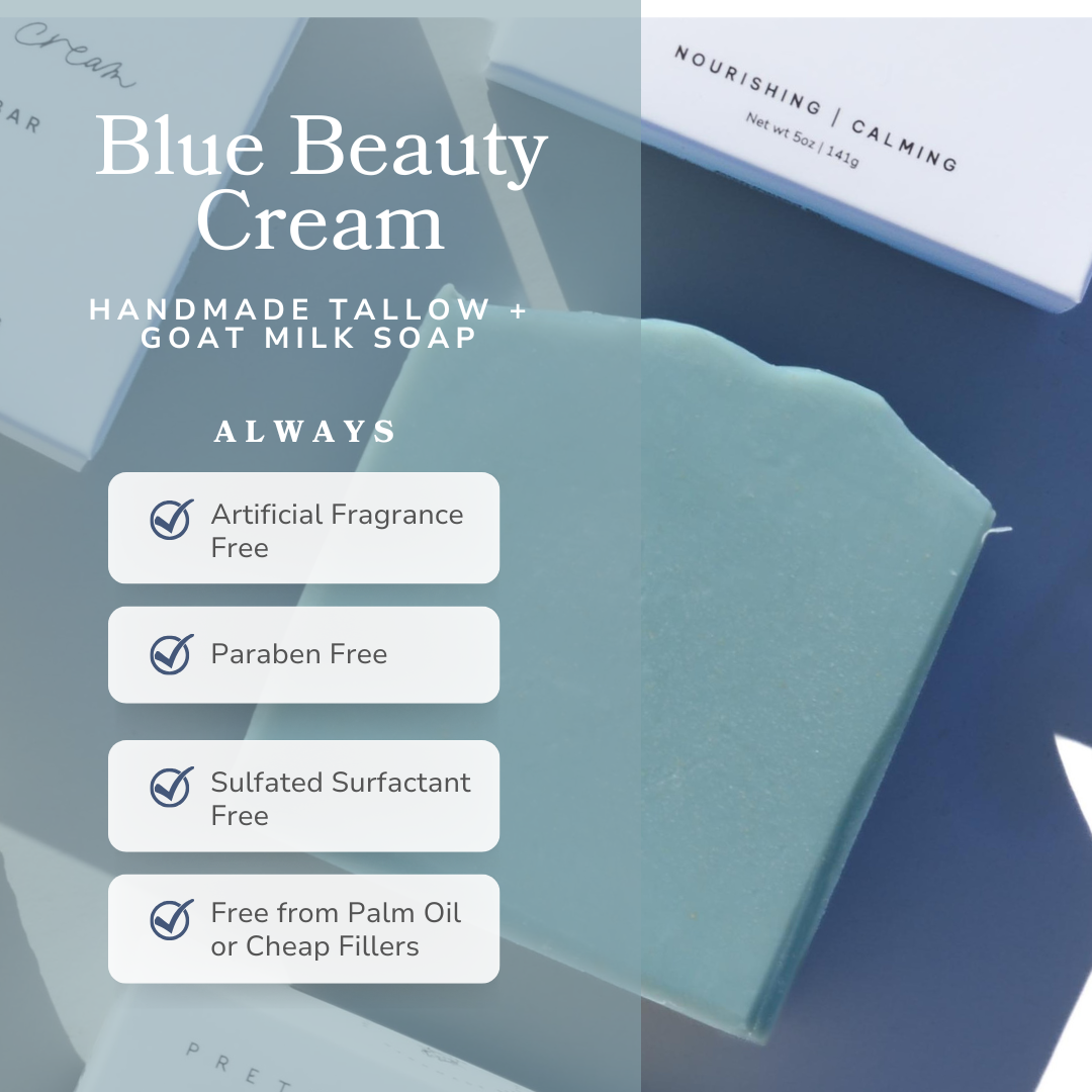 Blue Beauty Cream Facial Bar – Soothing Tallow & Goat Milk Face Soap