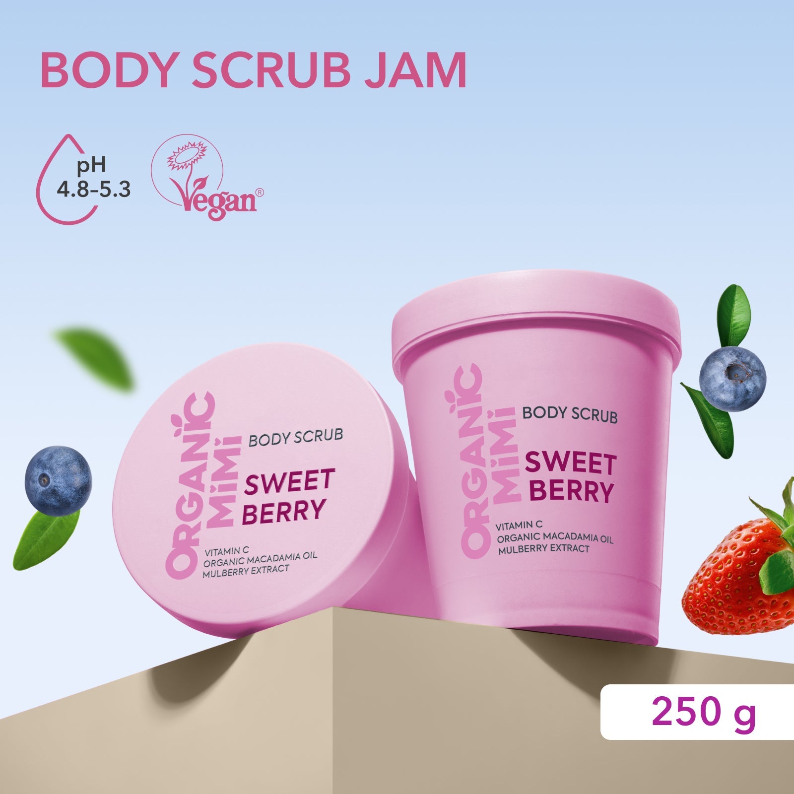 Organic Mimi Body Scrub – Sweet Berry, 250g