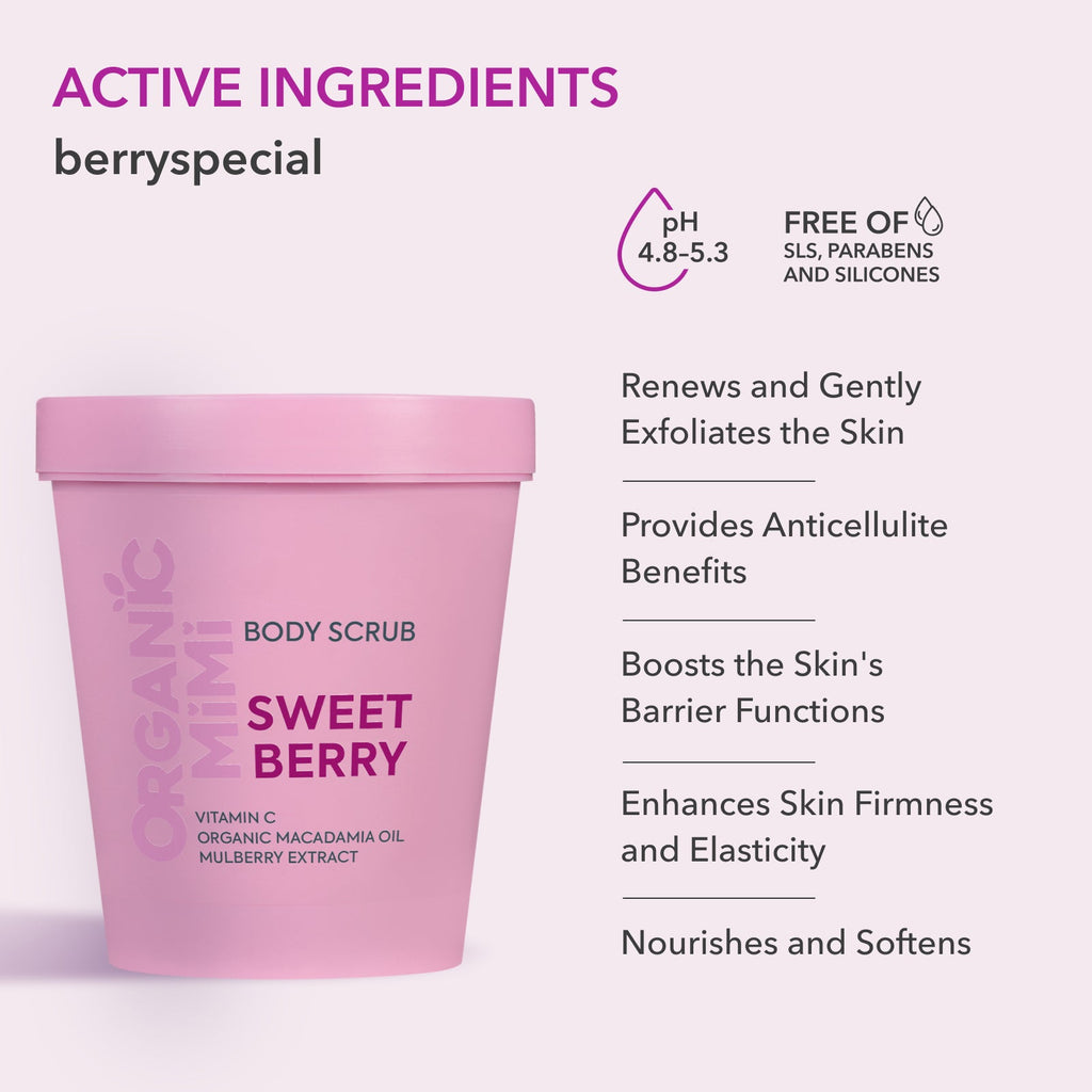 Organic Mimi Body Scrub – Sweet Berry, 250g
