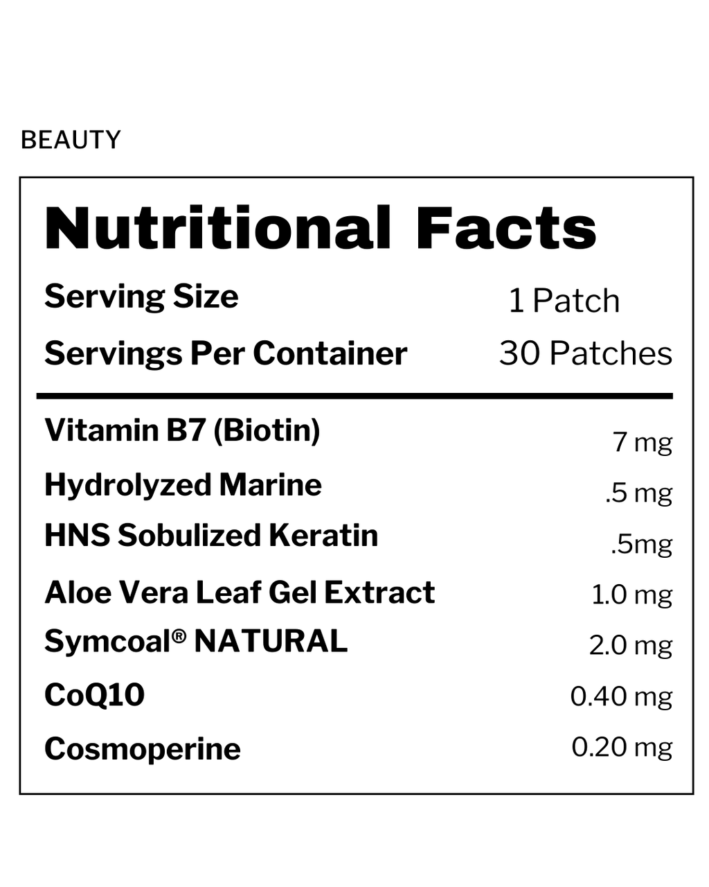Beauty Patch – Biotin, Marine Collagen & Keratin Skin & Hair Patch