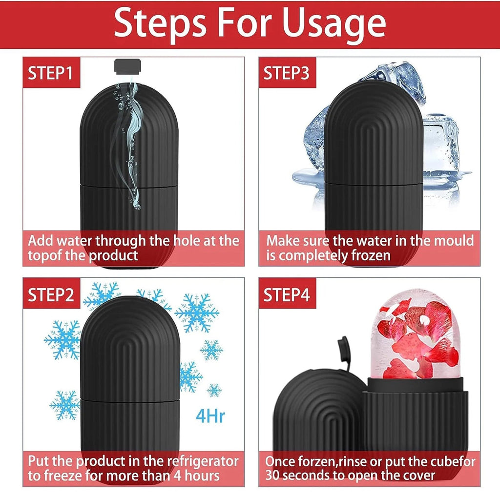 Silicone Ice Face Roller – Refillable Cryotherapy Skin Tool for Puffiness & Pore Tightening