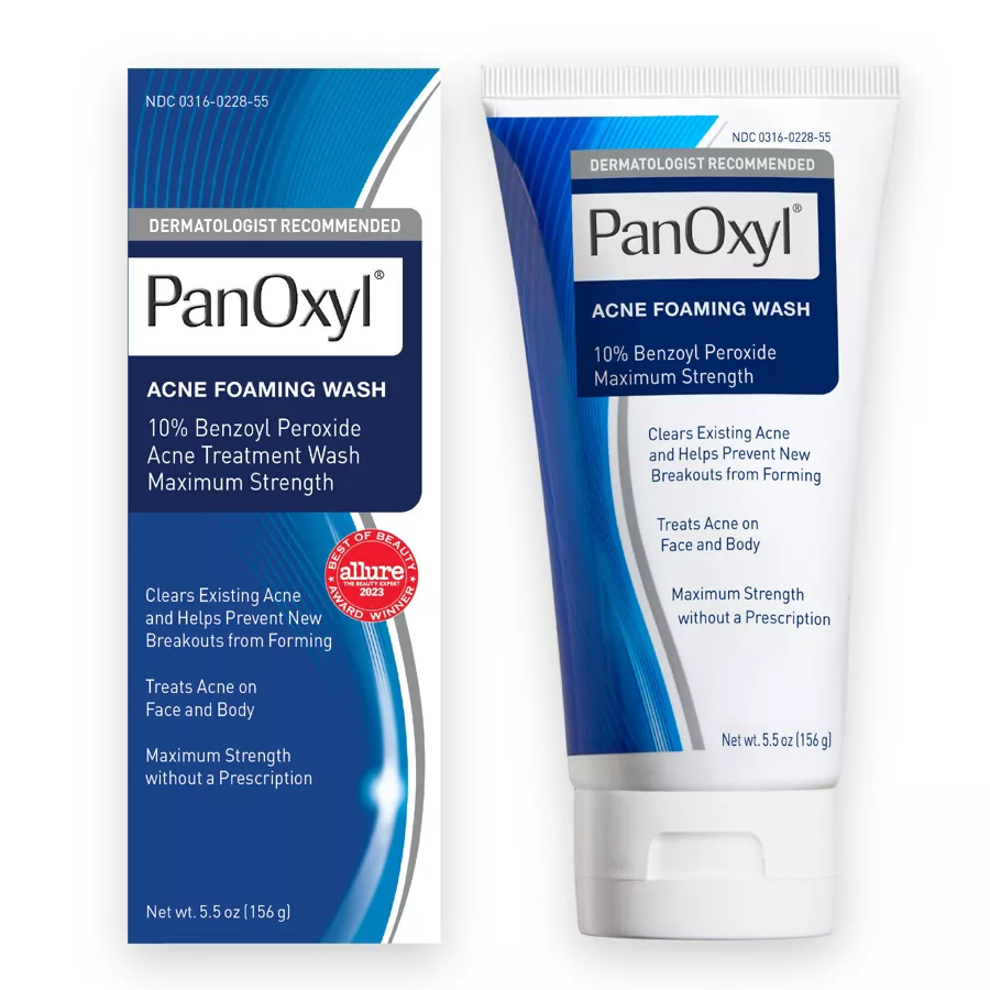 PanOxyl Acne Foaming Wash with 10% Benzoyl Peroxide, Maximum Strength, 5.5 oz