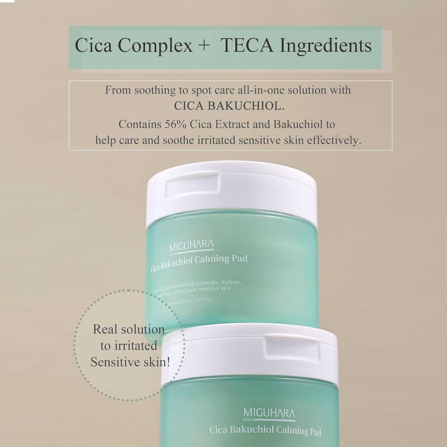 Cica Bakuchiol Calming Toner Pad – Korean Soothing & Hydrating Skincare Pad 5.07 oz