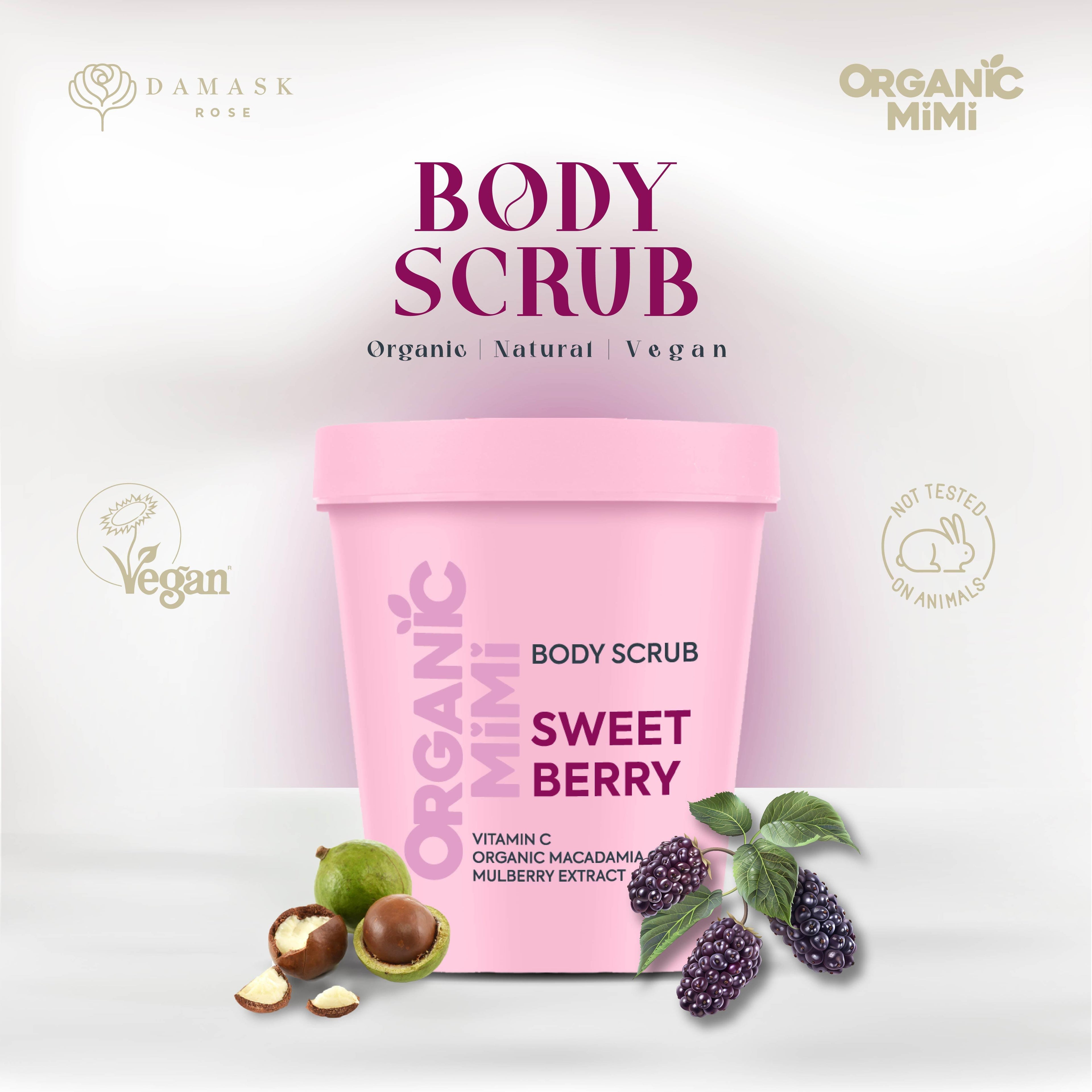 Organic Mimi Body Scrub – Sweet Berry, 250g