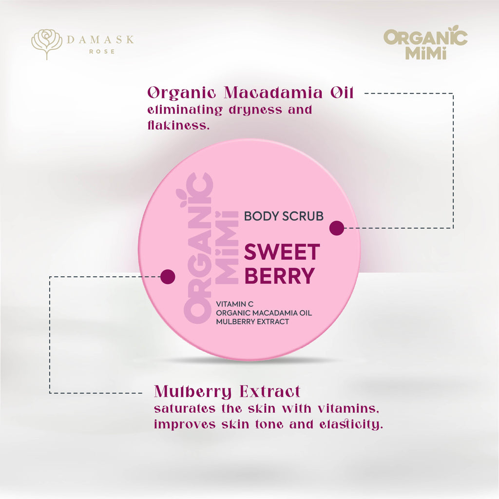 Organic Mimi Body Scrub – Sweet Berry, 250g