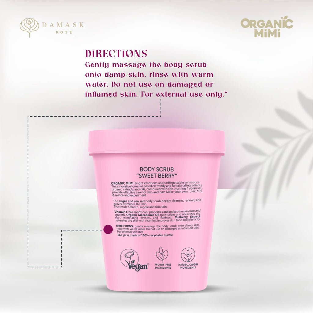 Organic Mimi Body Scrub – Sweet Berry, 250g
