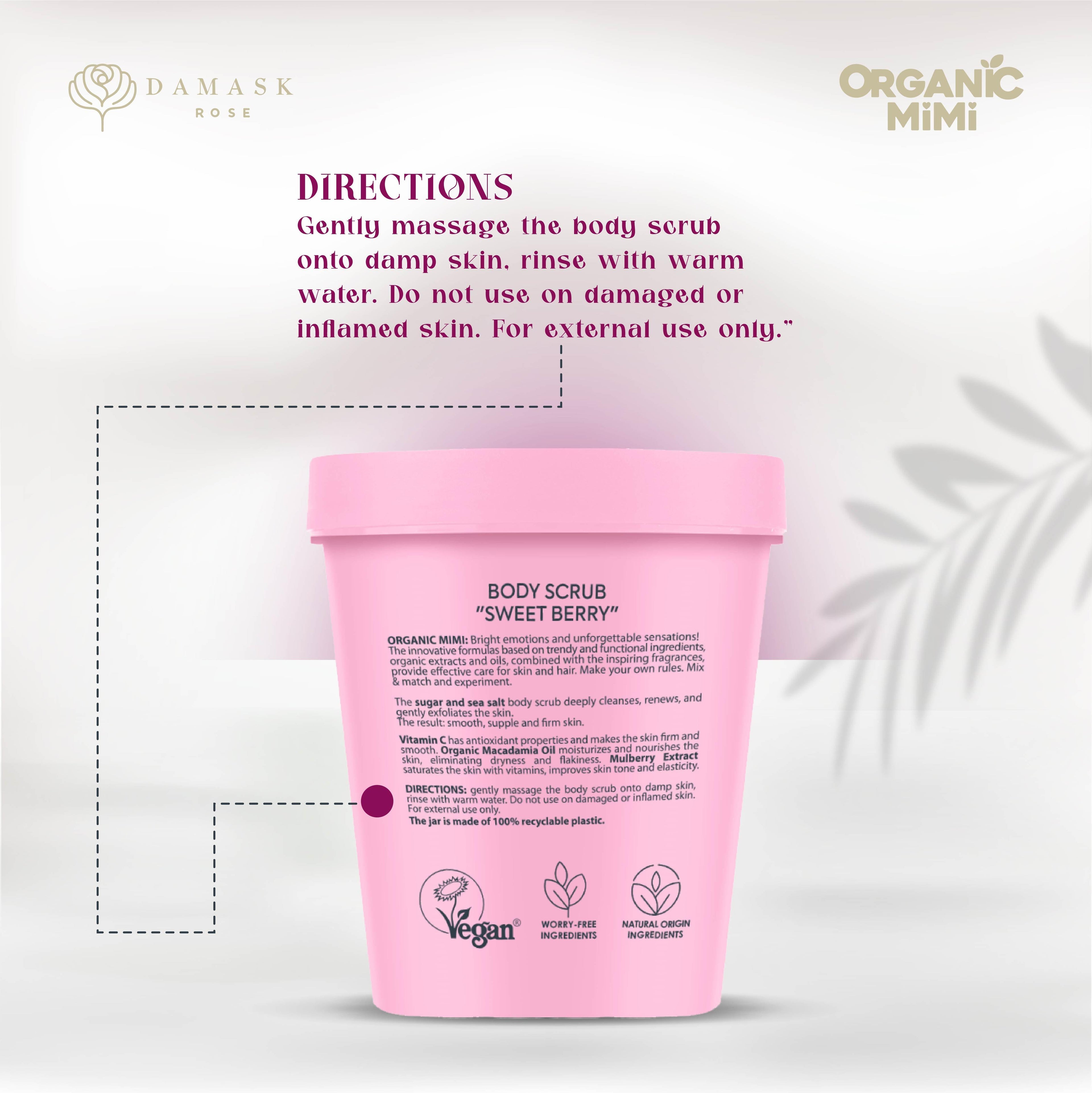 Organic Mimi Body Scrub – Sweet Berry, 250g