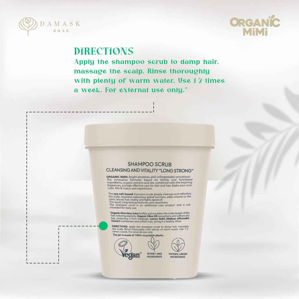 Organic Mimi Long Strong Cleansing & Vitality Shampoo Scrub, 310g