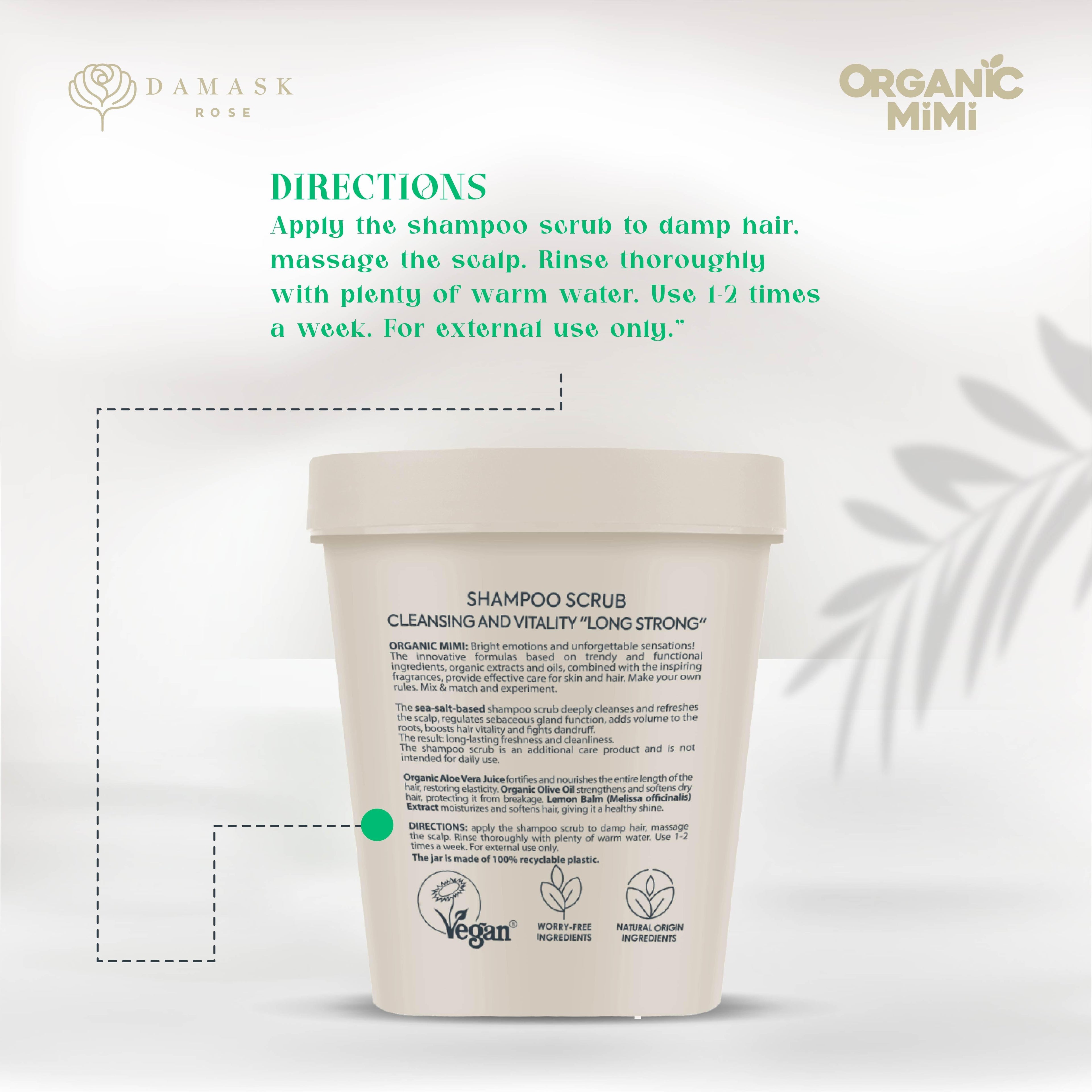 Organic Mimi Long Strong Cleansing & Vitality Shampoo Scrub, 310g