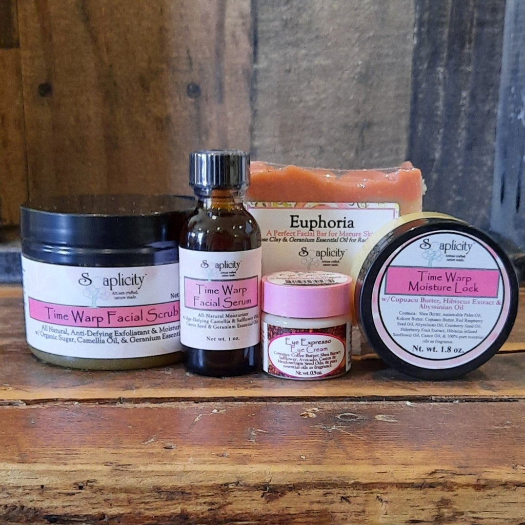 Time Warp Quint-Essential Skincare Set – Complete Anti-Aging Natural Skincare for Mature Skin