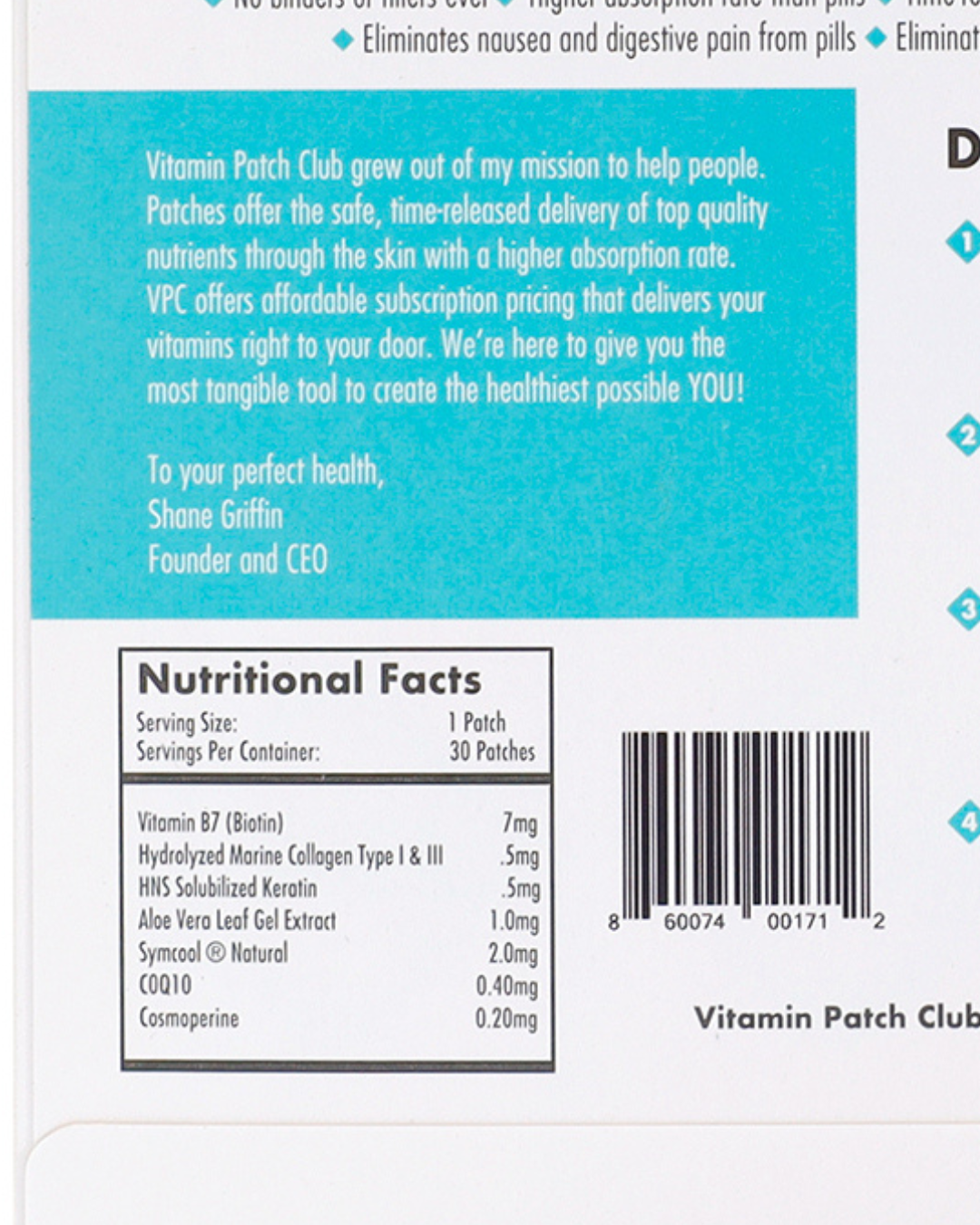 Beauty Patch – Biotin, Marine Collagen & Keratin Skin & Hair Patch
