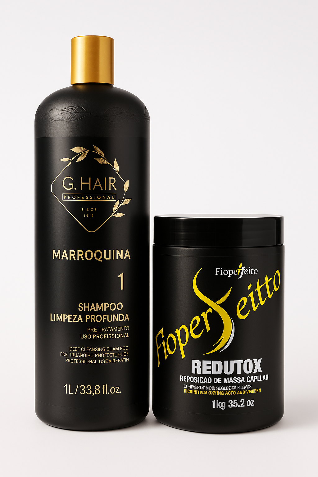 Professional Keratin Treatment Kit - G Hair Moroccan Detox Shampoo & Redutox Mask 33.8oz