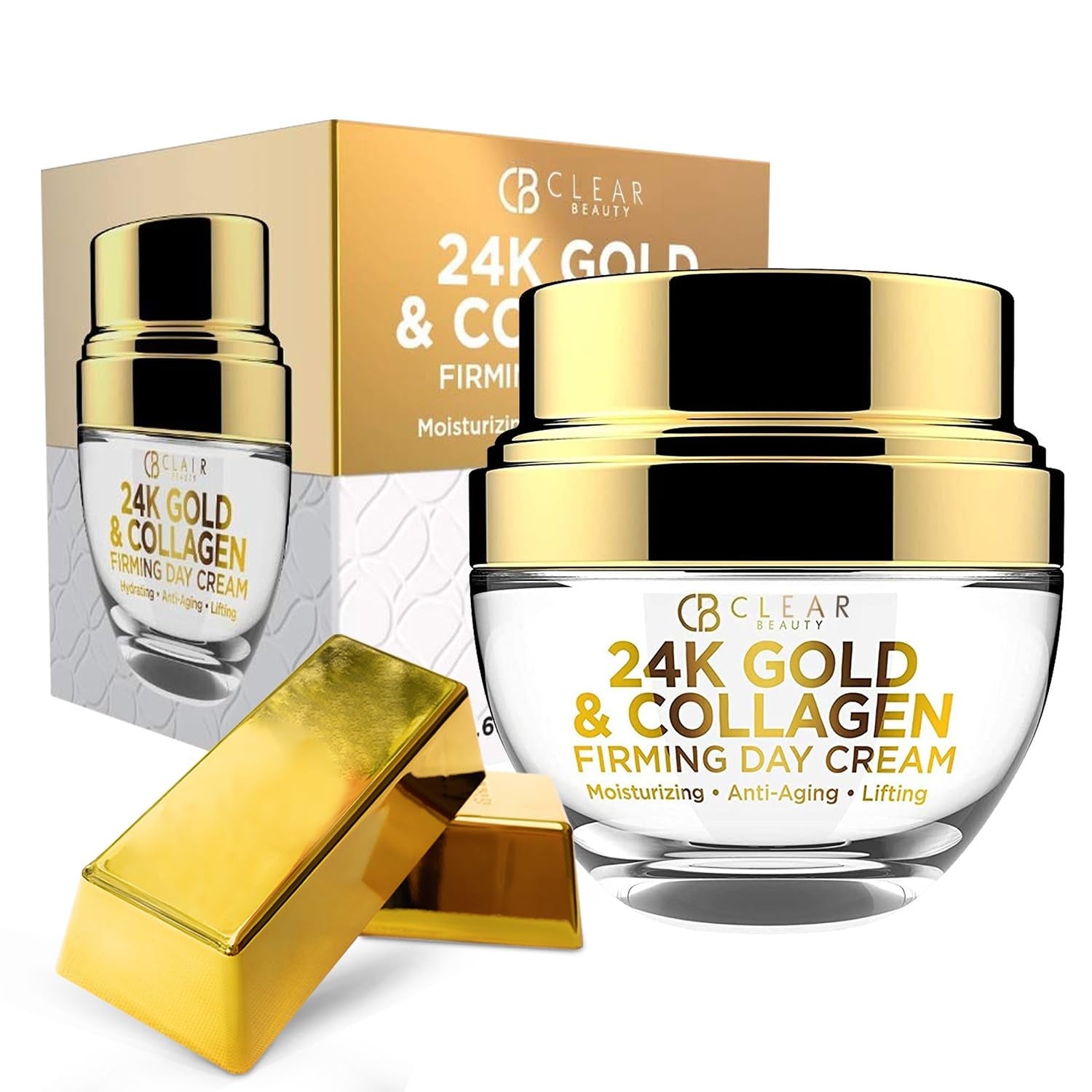 24K Gold & Collagen Daily Face Moisturizer – Korean Anti-Aging Day Cream 1.69 oz