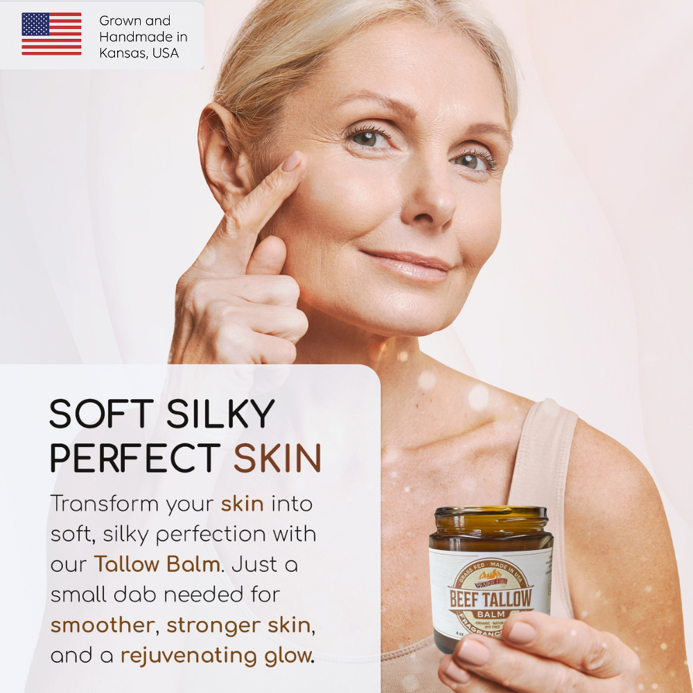 Grass-Fed Beef Tallow Balm 2oz - Organic Kansas Farm-Made Moisturizer