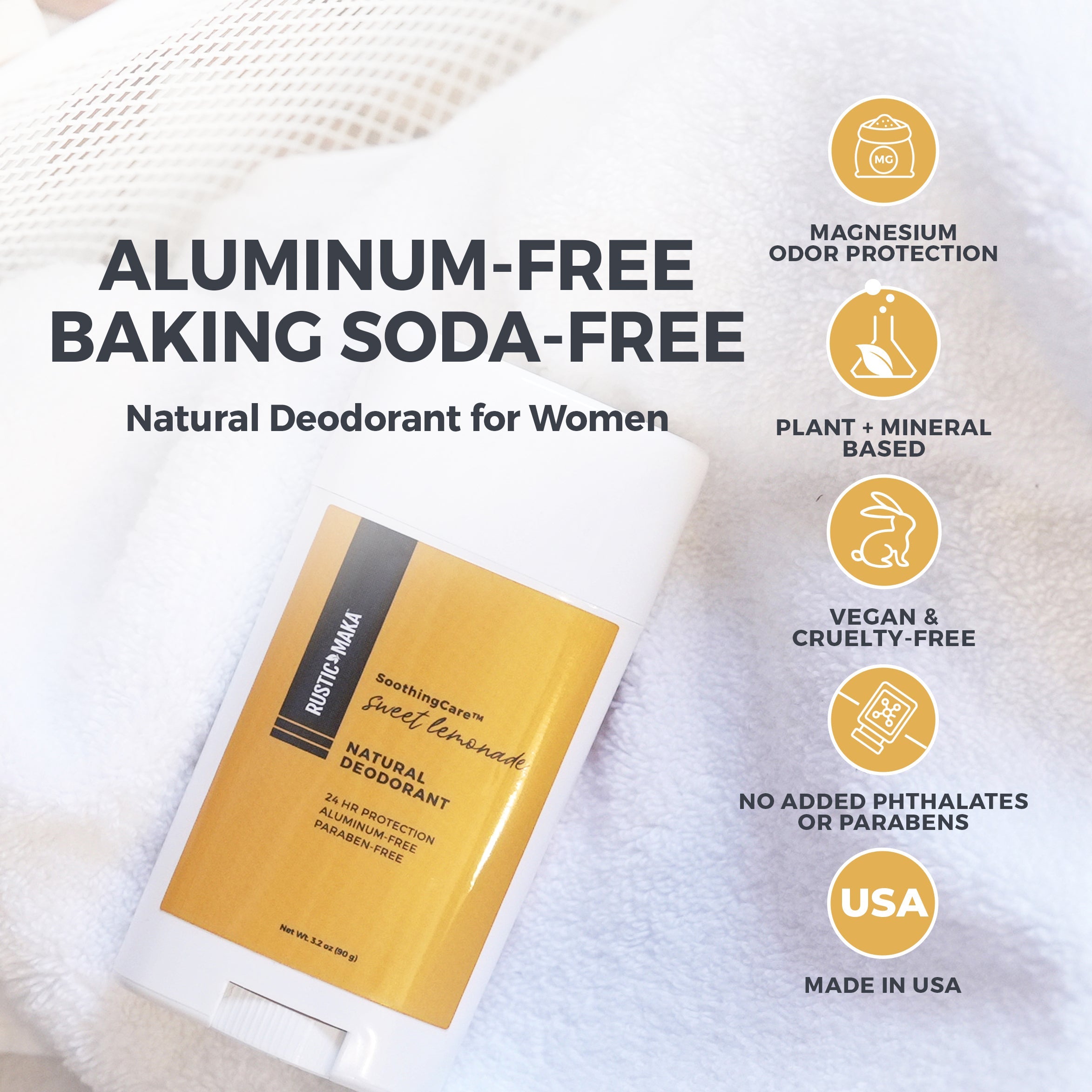 SWEET LEMONADE Natural Deodorant – Bright Citrus & Lemon Scent | Rustic MAKA LLC