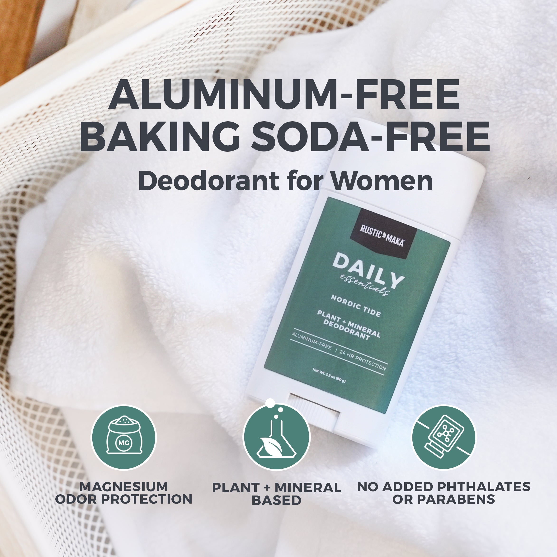 NORDIC TIDE Natural Deodorant – Crisp Pine & Sea Salt Scent | Rustic MAKA LLC