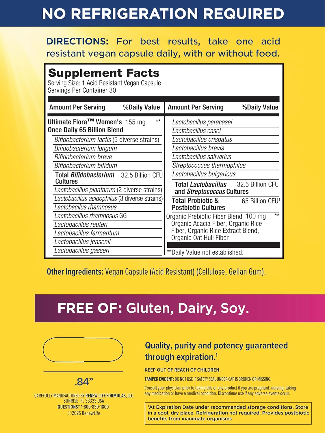 Renew Life Women's Care Probiotic, 65 Billion CFU, 30 Vegan Capsules – Delayed Release Supplement for Vaginal, Digestive, and Immune Health