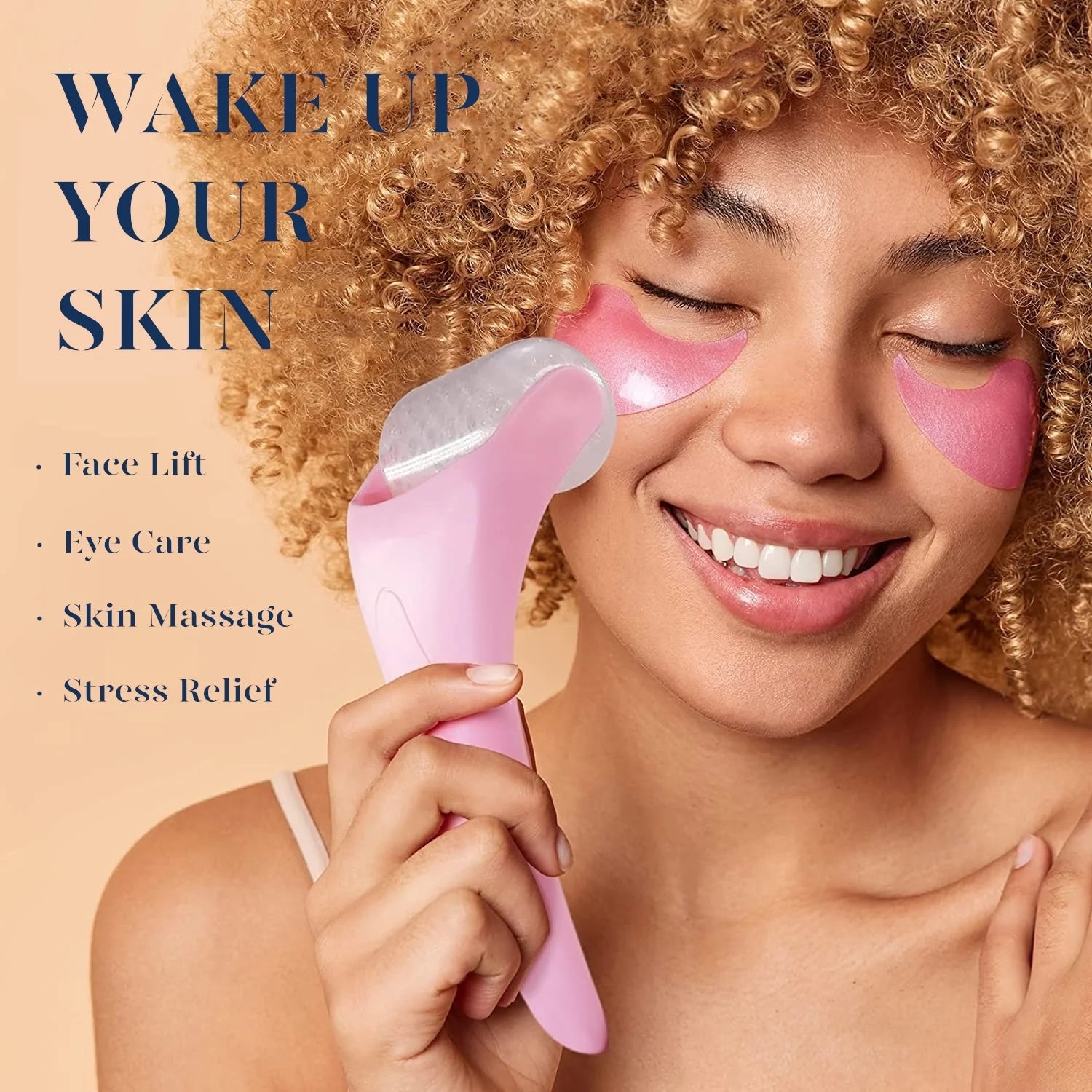 Ice Roller & Gua Sha Set – Cryotherapy Facial Massage for De-Puffing & Pore Minimizing, Pink