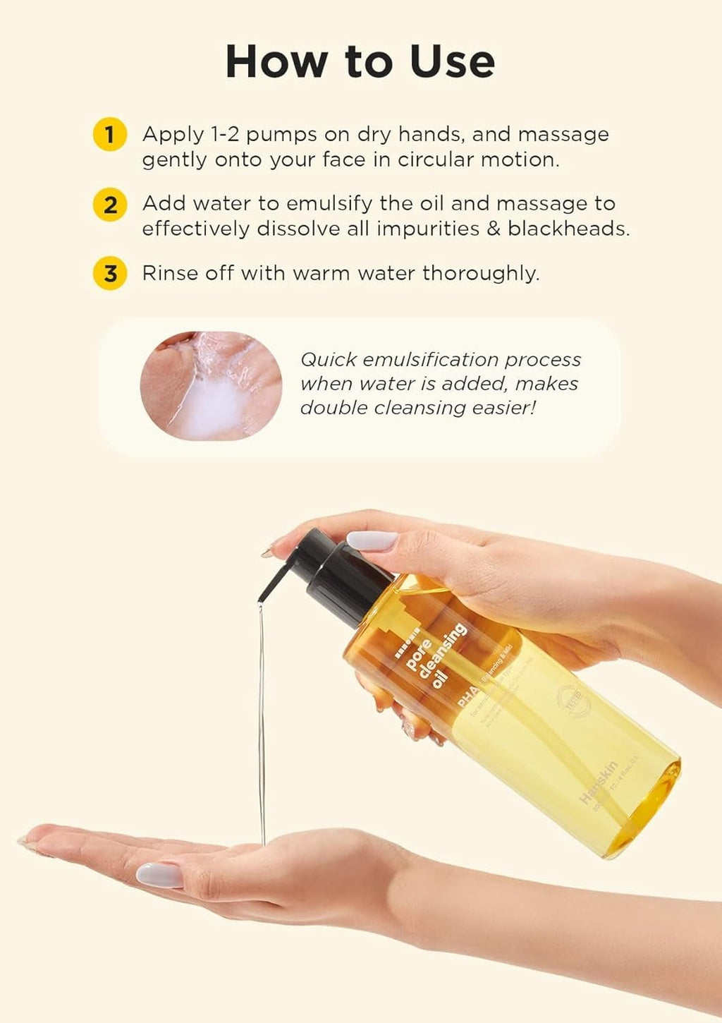 Hanskin Pore Cleansing Oil – PHA Makeup & Blackhead Remover for Sensitive Skin 10.14 oz