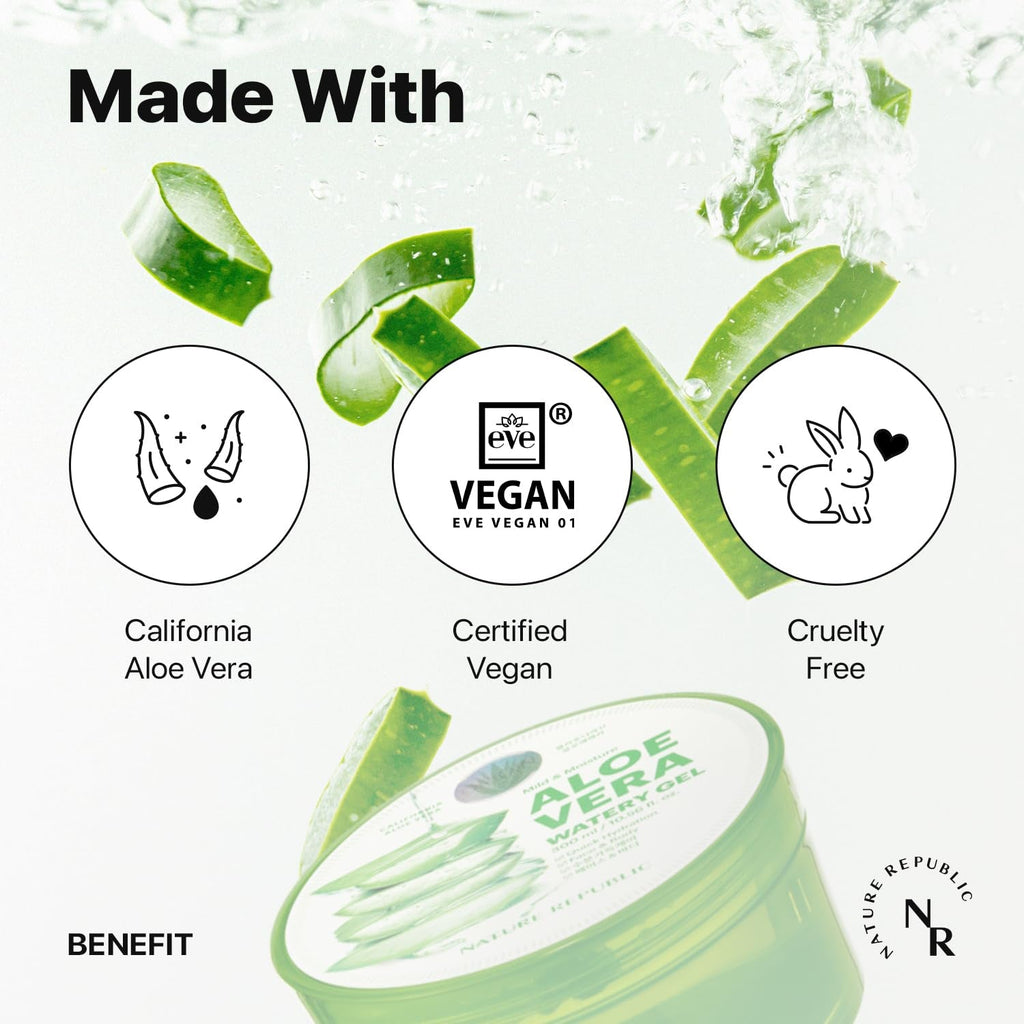 Nature Republic Aloe Vera 92% Soothing Gel – Multi-Use Hydrating Gel for Face, Hair & Body