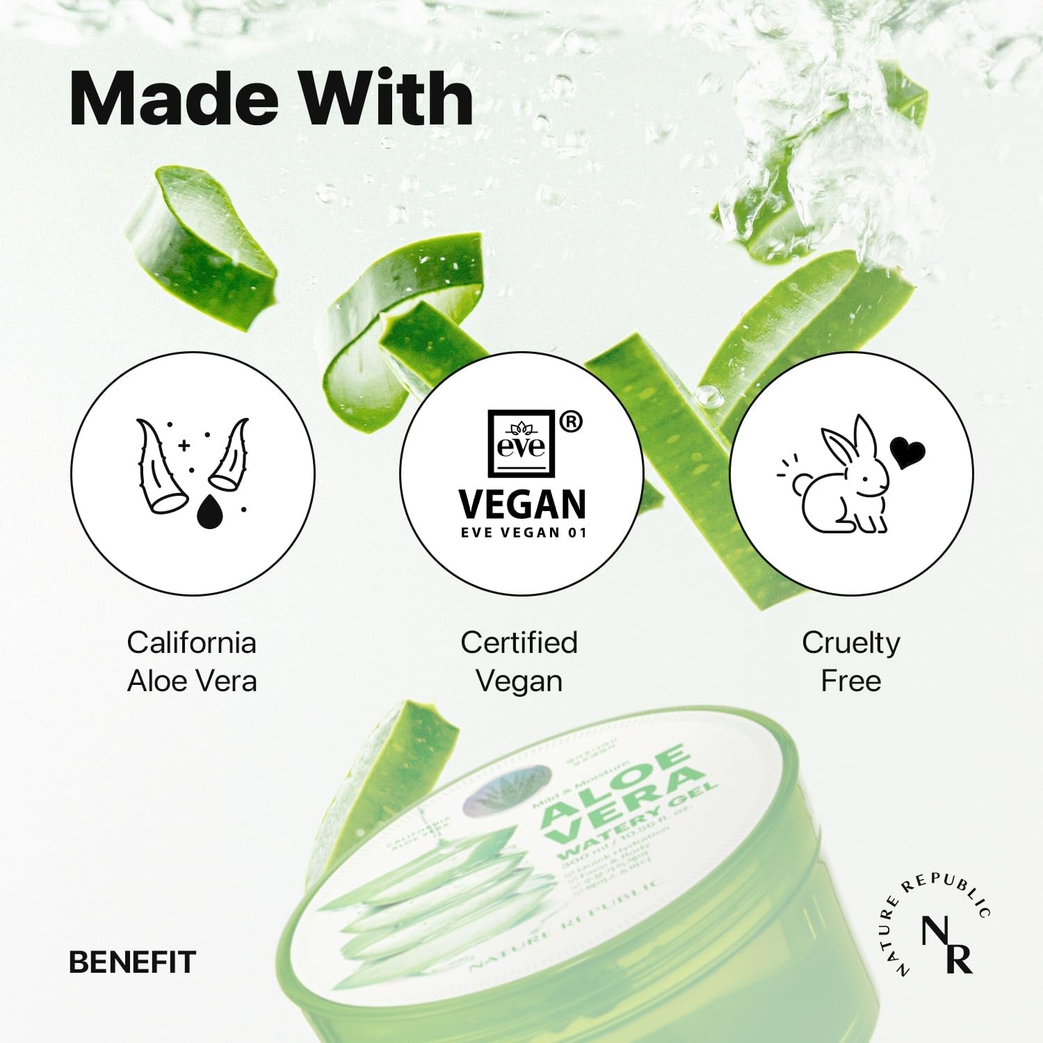 Nature Republic Aloe Vera 92% Soothing Gel – Multi-Use Hydrating Gel for Face, Hair & Body