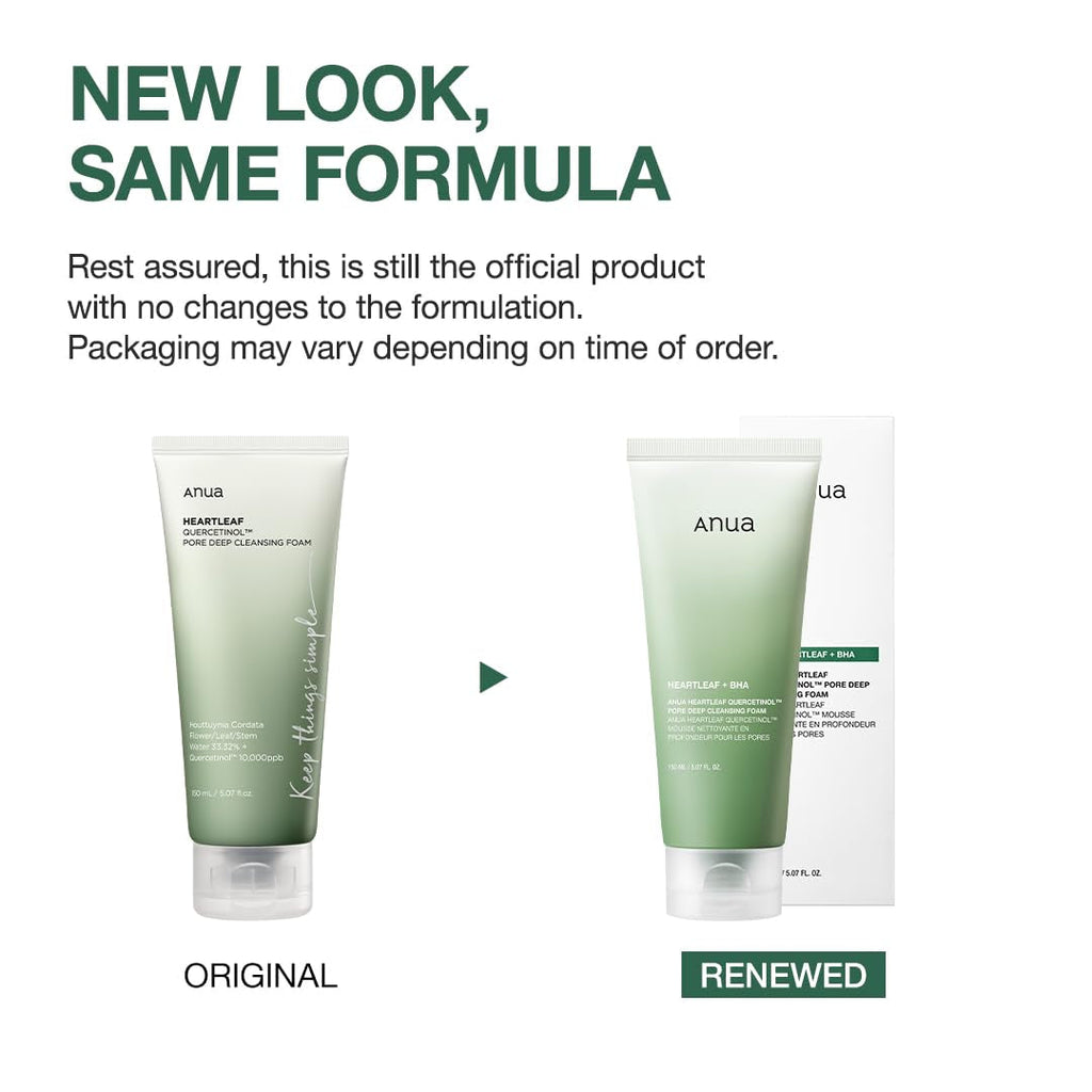 Heartleaf Quercetinol Pore Deep Cleansing Foam – BHA & Hyaluronic Acid Face Wash 5.07 oz