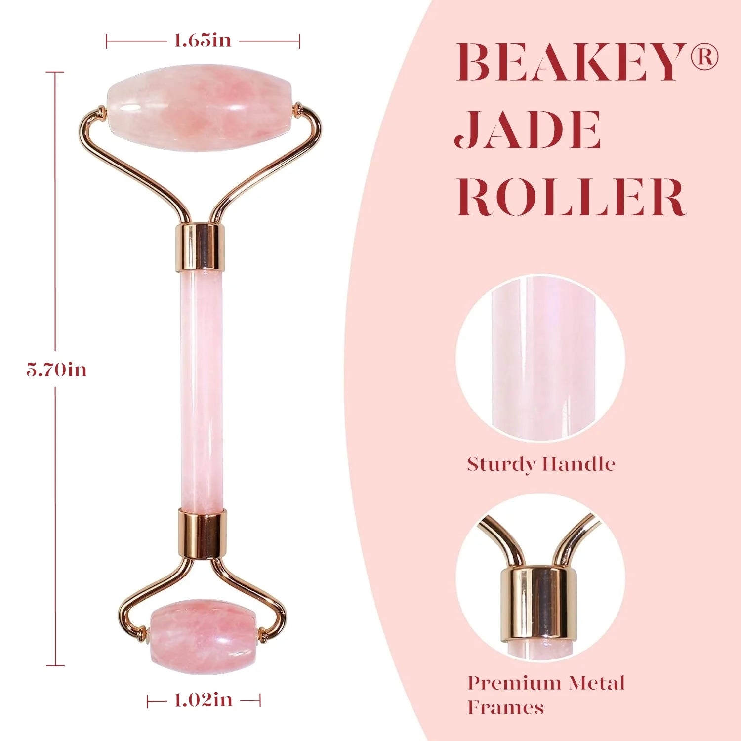 Jade Roller & Gua Sha Set – Natural Rose Quartz Facial Massage Tools, Pink