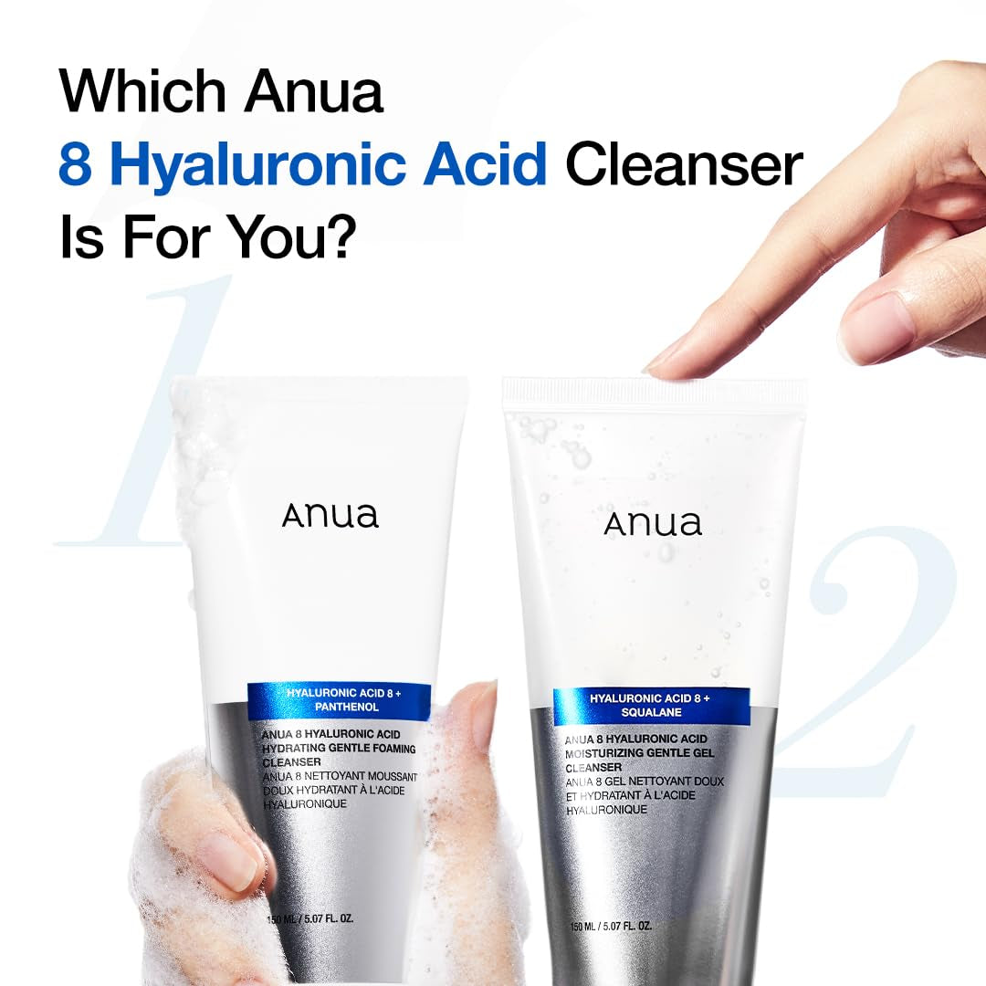 Moisturizing Gentle Gel Cleanser – Hyaluronic Acid, Squalane & Ceramide Korean Face Wash 5.07 oz