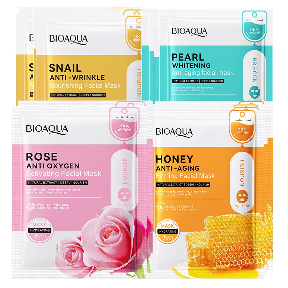 Rose Flower Extract Korean Sheet Mask – Whitening & Moisturizing Face Mask 12 Pack