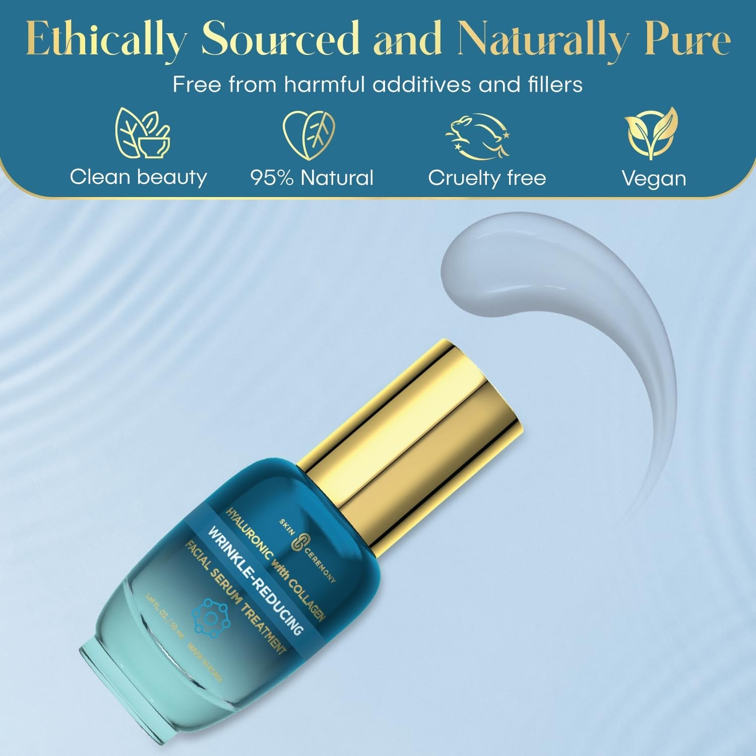 Hyaluronic Acid & Collagen Wrinkle Reducing Serum – Korean Deep Hydration 1.69 oz