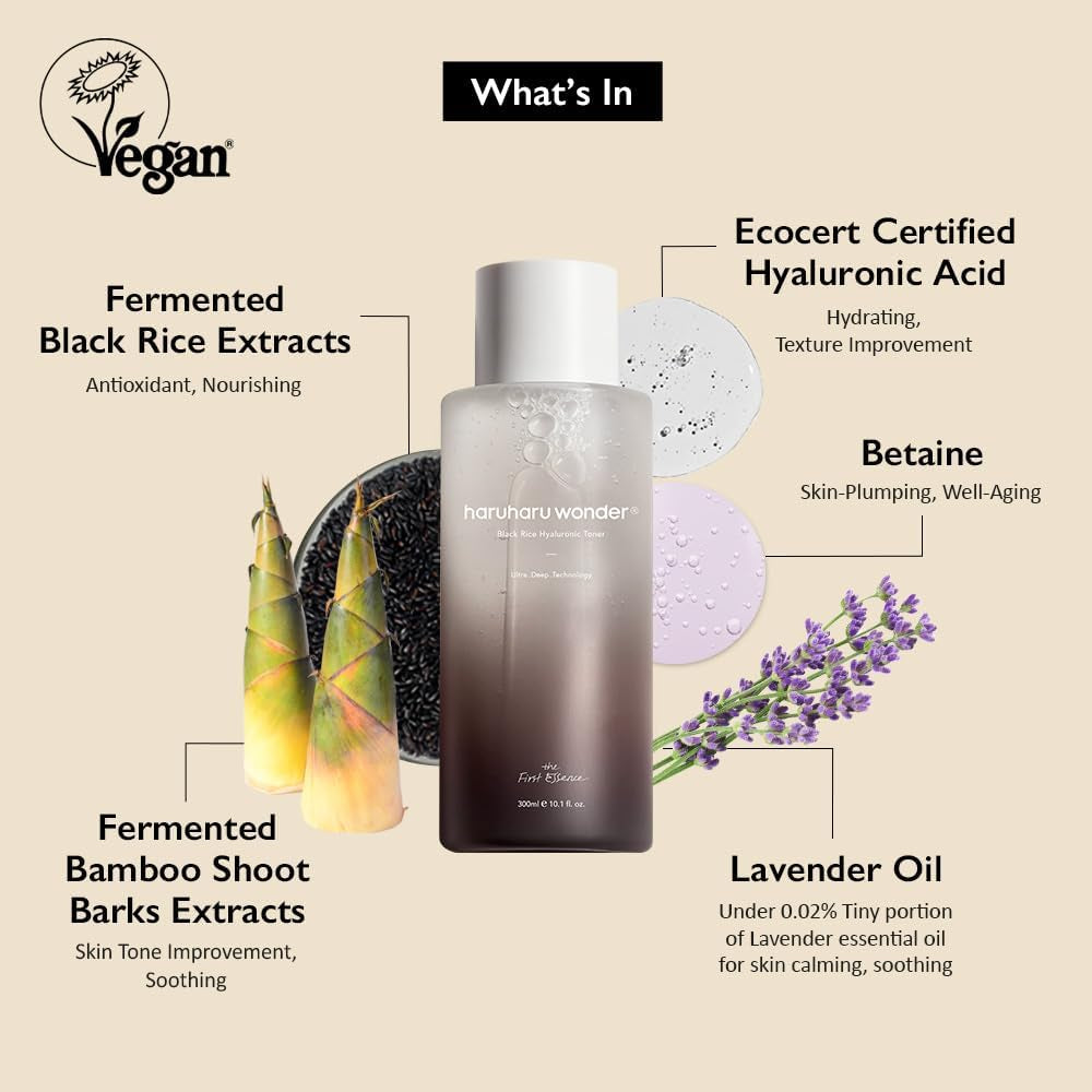Wonder Black Rice Hyaluronic Toner – Vegan Hydrating Facial Toner 10.1 oz