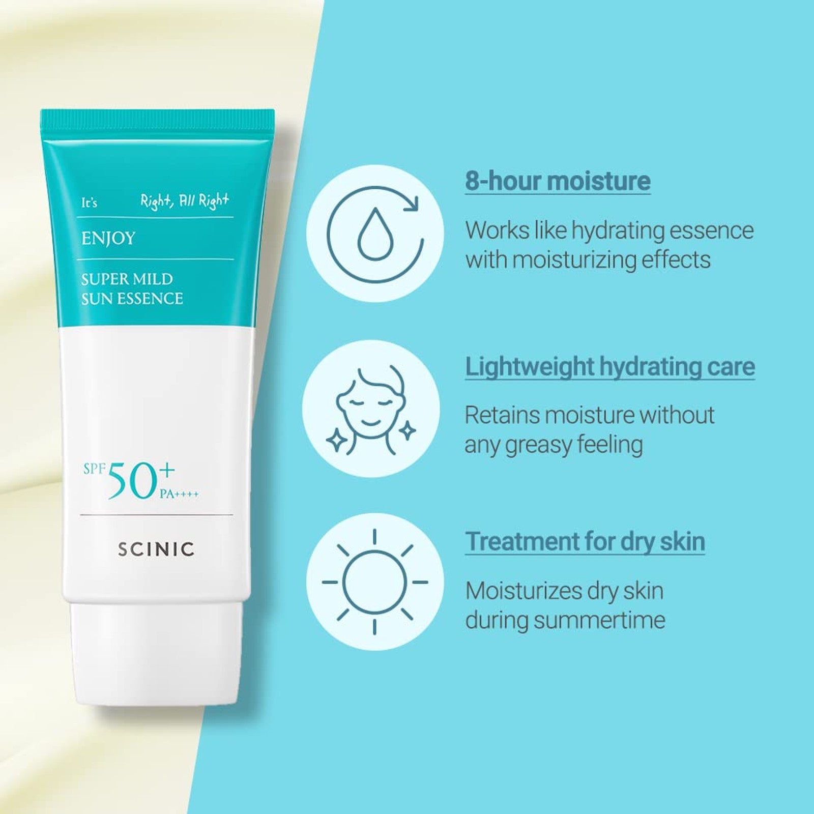 SCINIC Enjoy Super Mild Sun Essence SPF 50+ PA++++ – Gentle Korean Sunscreen for Sensitive Skin