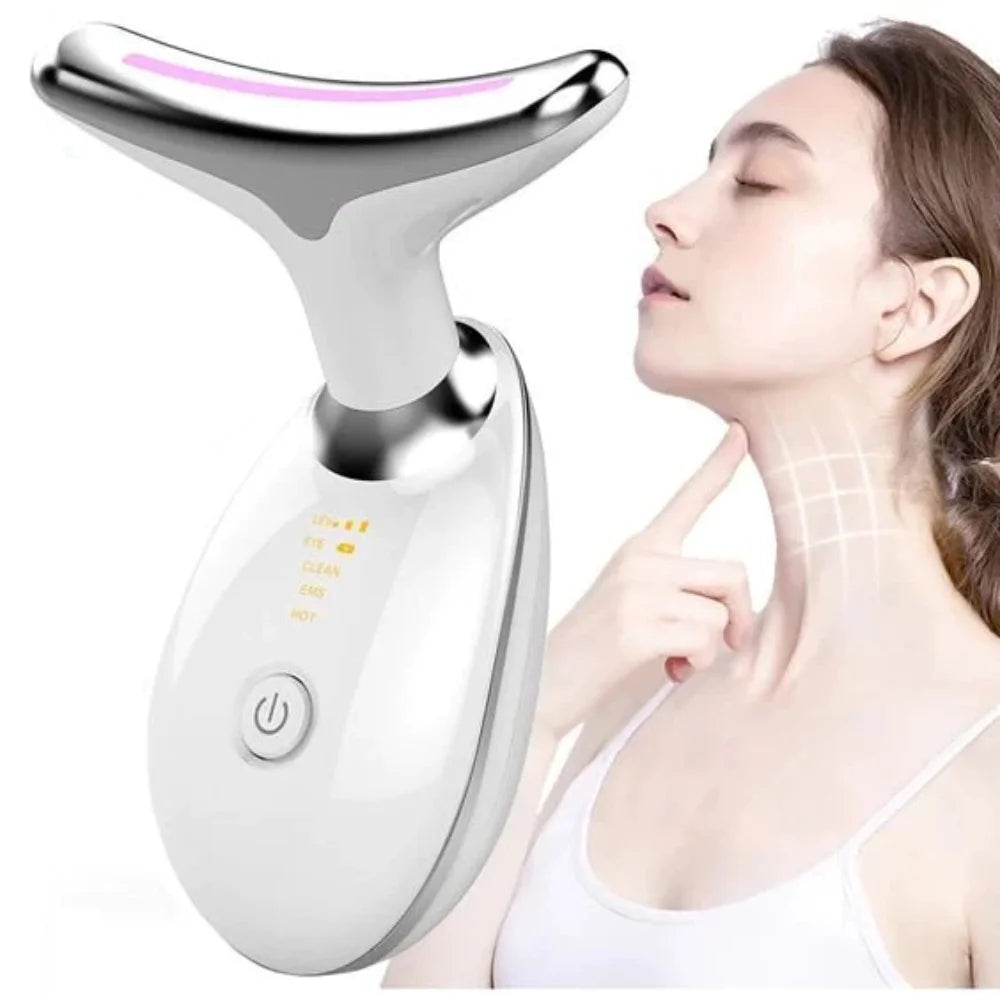 7-Color LED Neck Tightening & Facial Lifting Device – 3-in-1 Anti-Aging Skin Care Tool