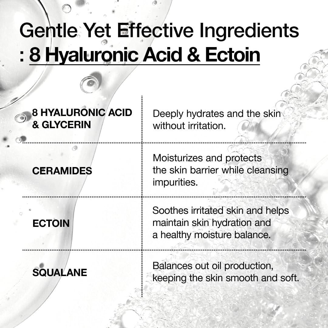 Moisturizing Gentle Gel Cleanser – Hyaluronic Acid, Squalane & Ceramide Korean Face Wash 5.07 oz