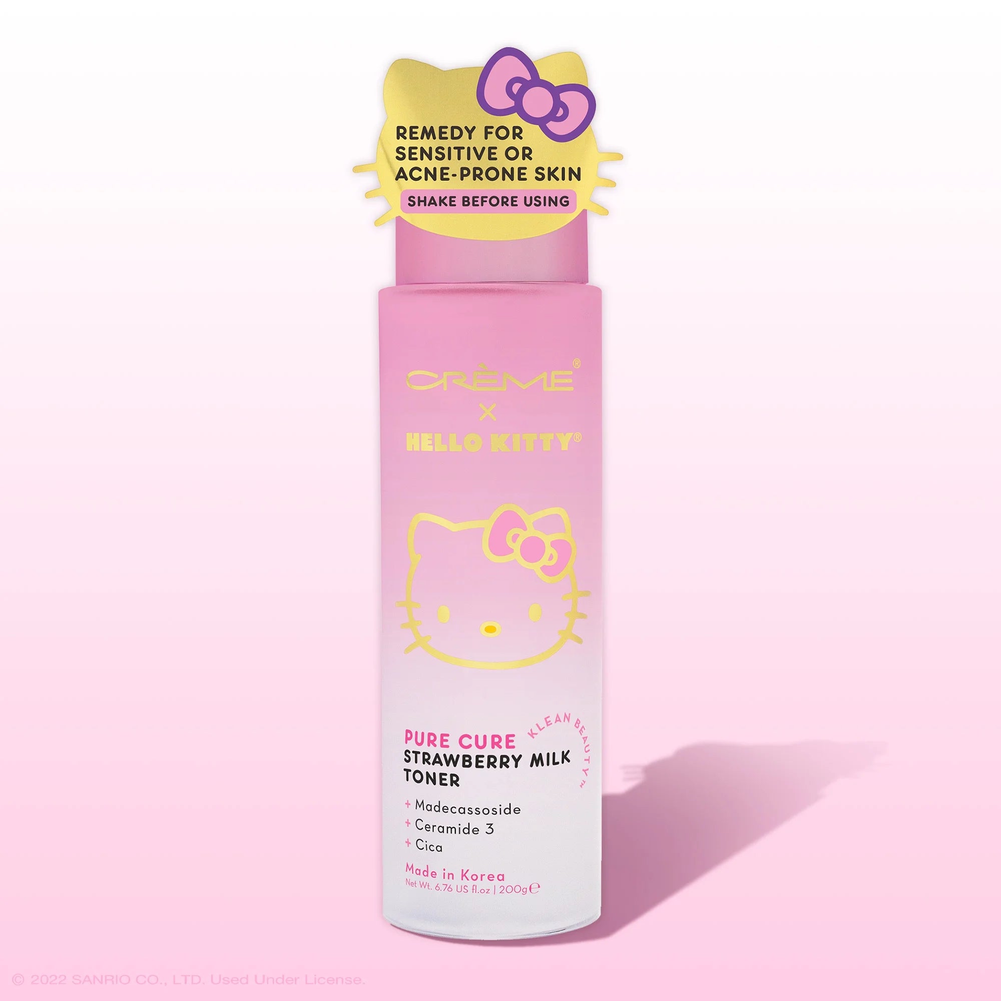 Hello Kitty Pure Cure Strawberry Milk Toner – Cica & Ceramide Klean Beauty Toner 6.76 oz