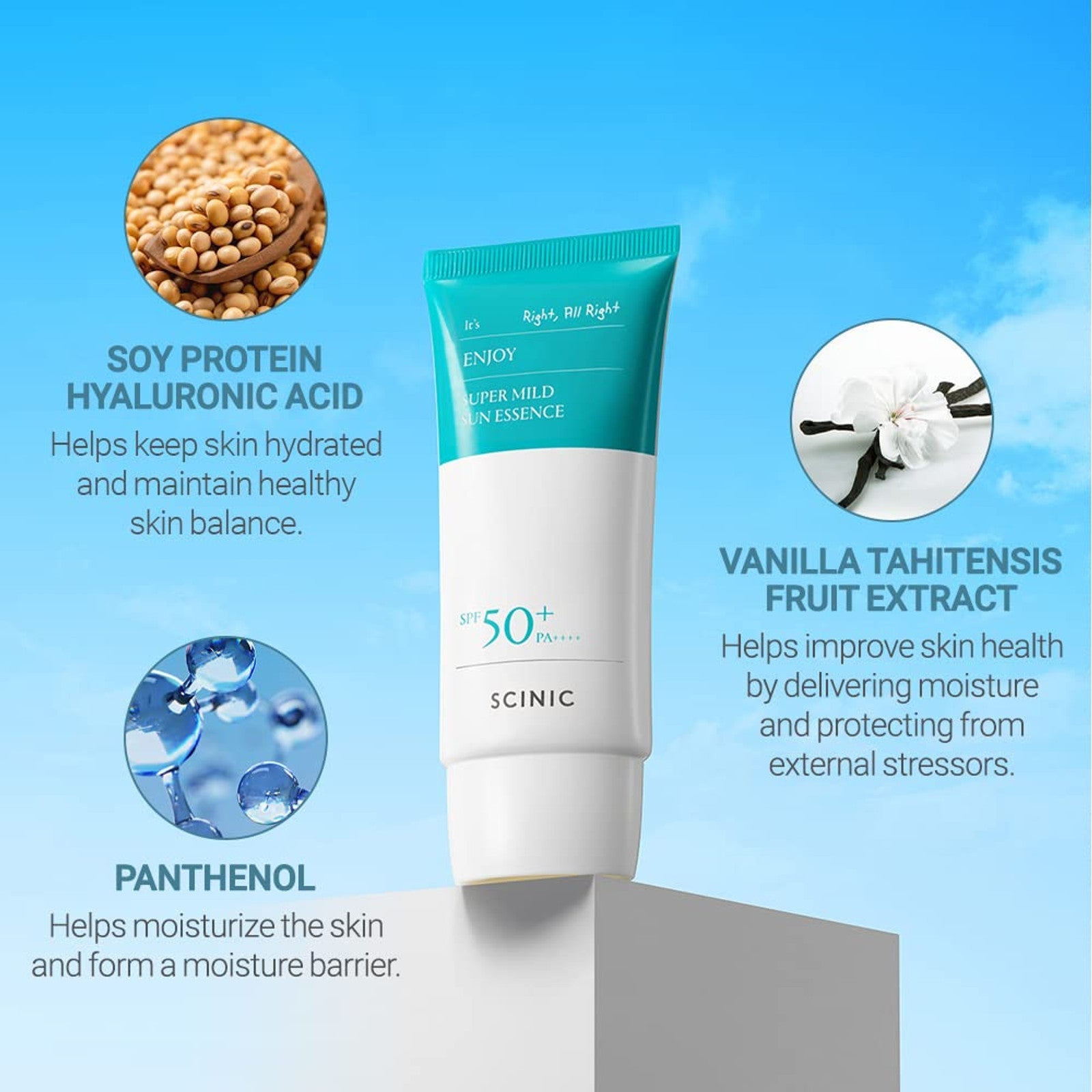 SCINIC Enjoy Super Mild Sun Essence SPF 50+ PA++++ – Gentle Korean Sunscreen for Sensitive Skin