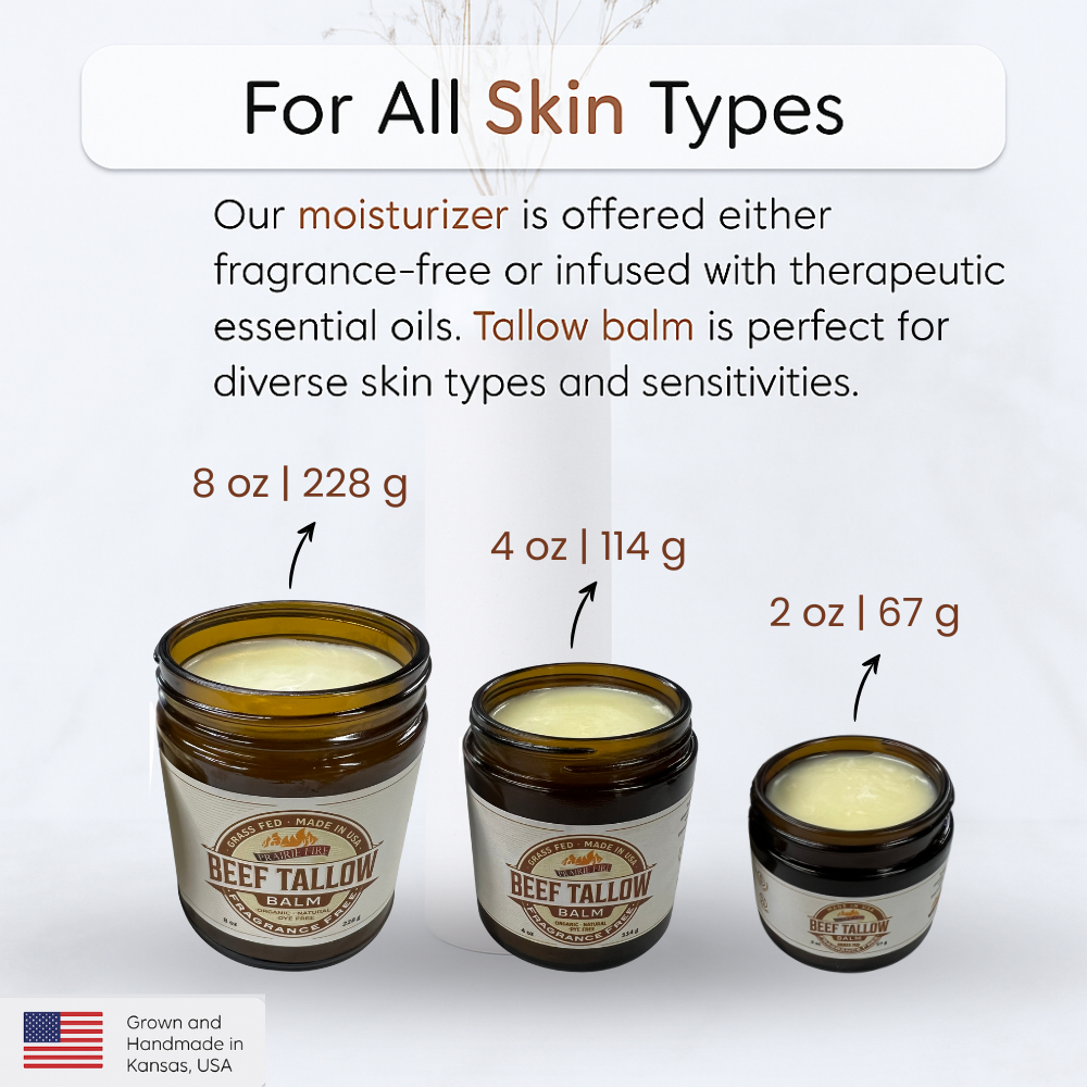 Grass-Fed Beef Tallow Balm 2oz - Organic Kansas Farm-Made Moisturizer